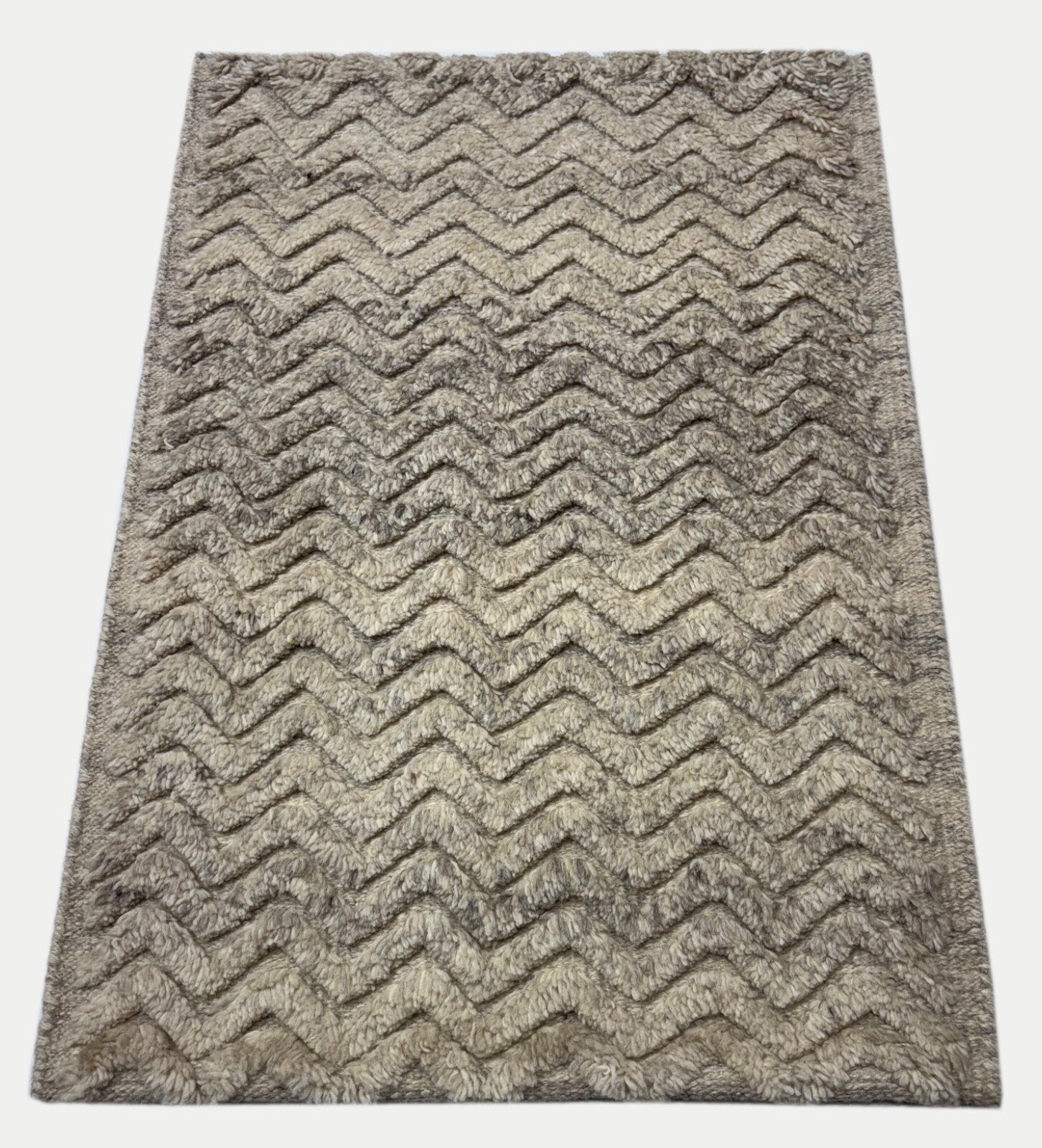 Ročno vozlana preproga iz 100 % volne 60x90, moderna preproga, naravna bež barva ST146