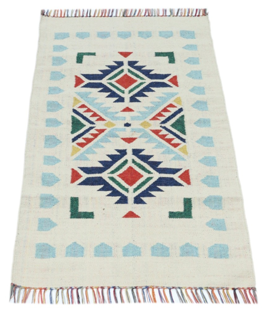 Kelim Teppich 100% Baumwolle flach gewebt mit Fransen Kilim Dhurrie 8 Designs CT