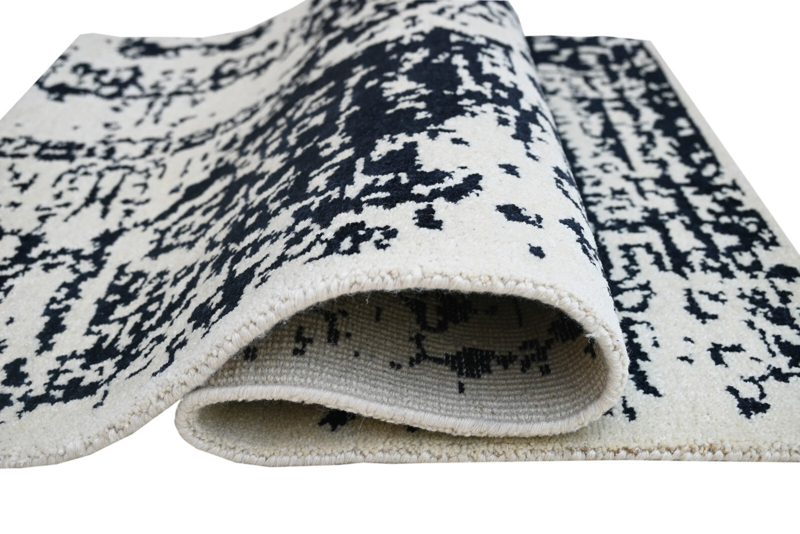 Modernes Handgeknüpfter Wolle 90x150 Vintage Silber Wohnzimmer Teppich SH159