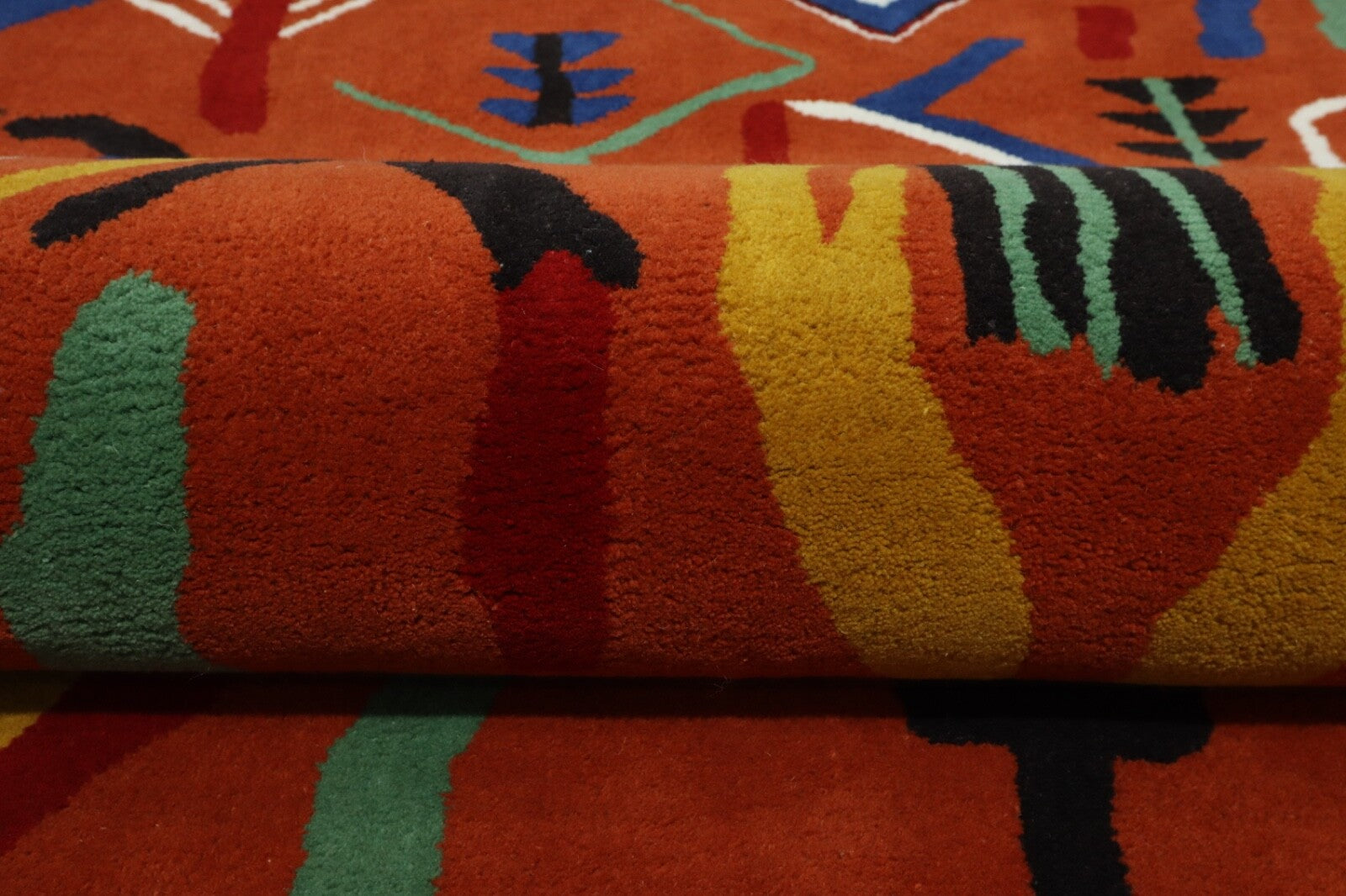 Wollteppich 120x180 Rot Bunt Marokko Muster Abstrakt Teppich Handgetuftet HT299