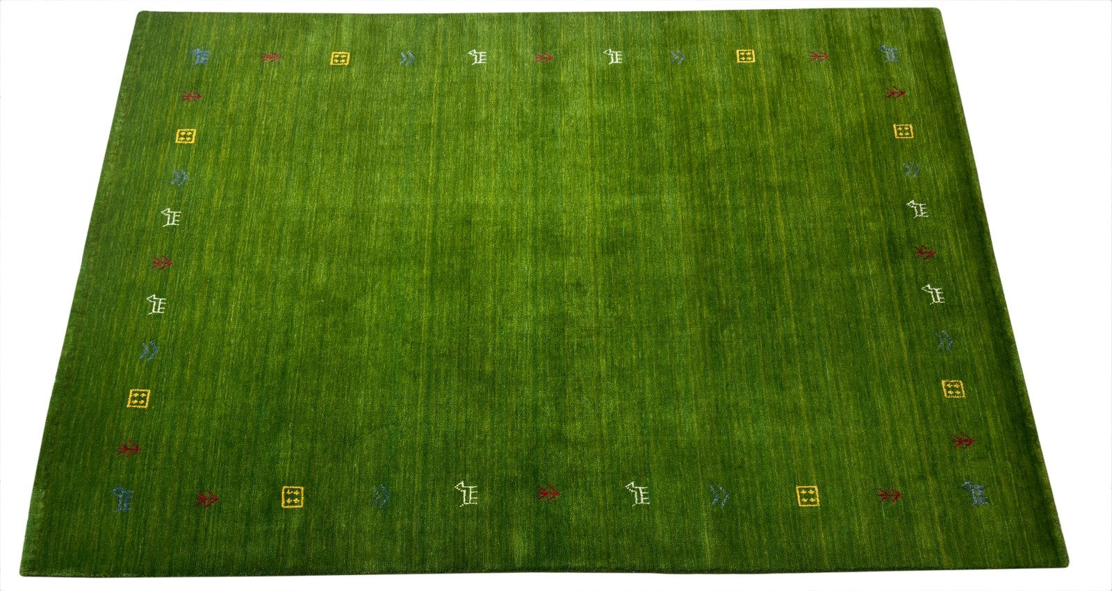 Zelený koberec Gabbeh, 100% vlna, 170x240 cm, obývací pokoj, orientální, ručně tkaný