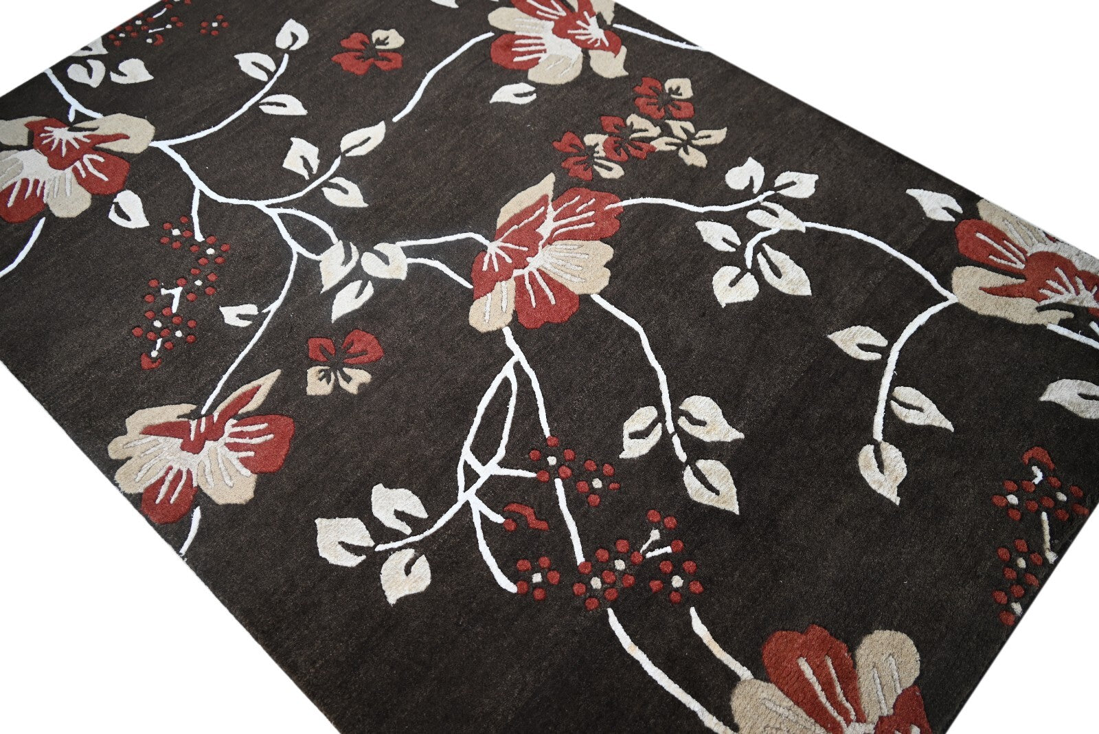 Modernes Handgeknüpfter Wolle 120x180 Vintage Braun Wohnzimmer Teppich SH252