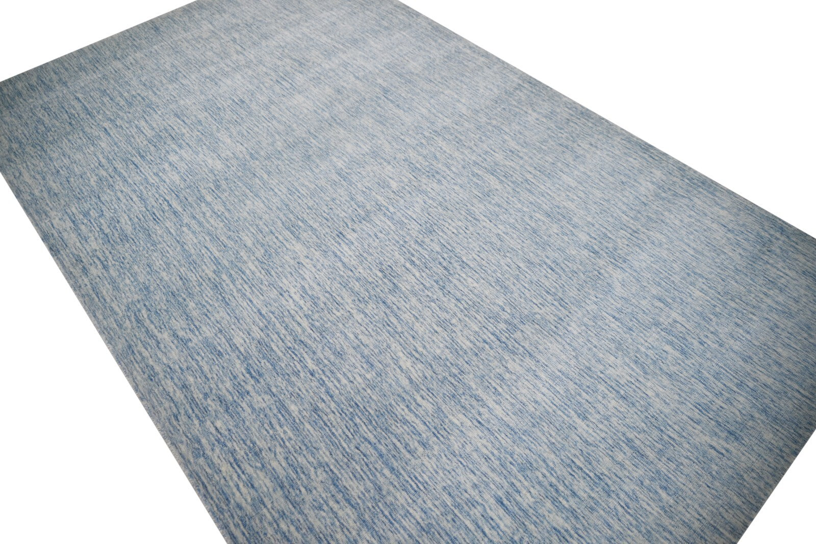 Tapis tissé à la main 150x240 cm, aspect brillant bleu, laine et viscose, salon SH123