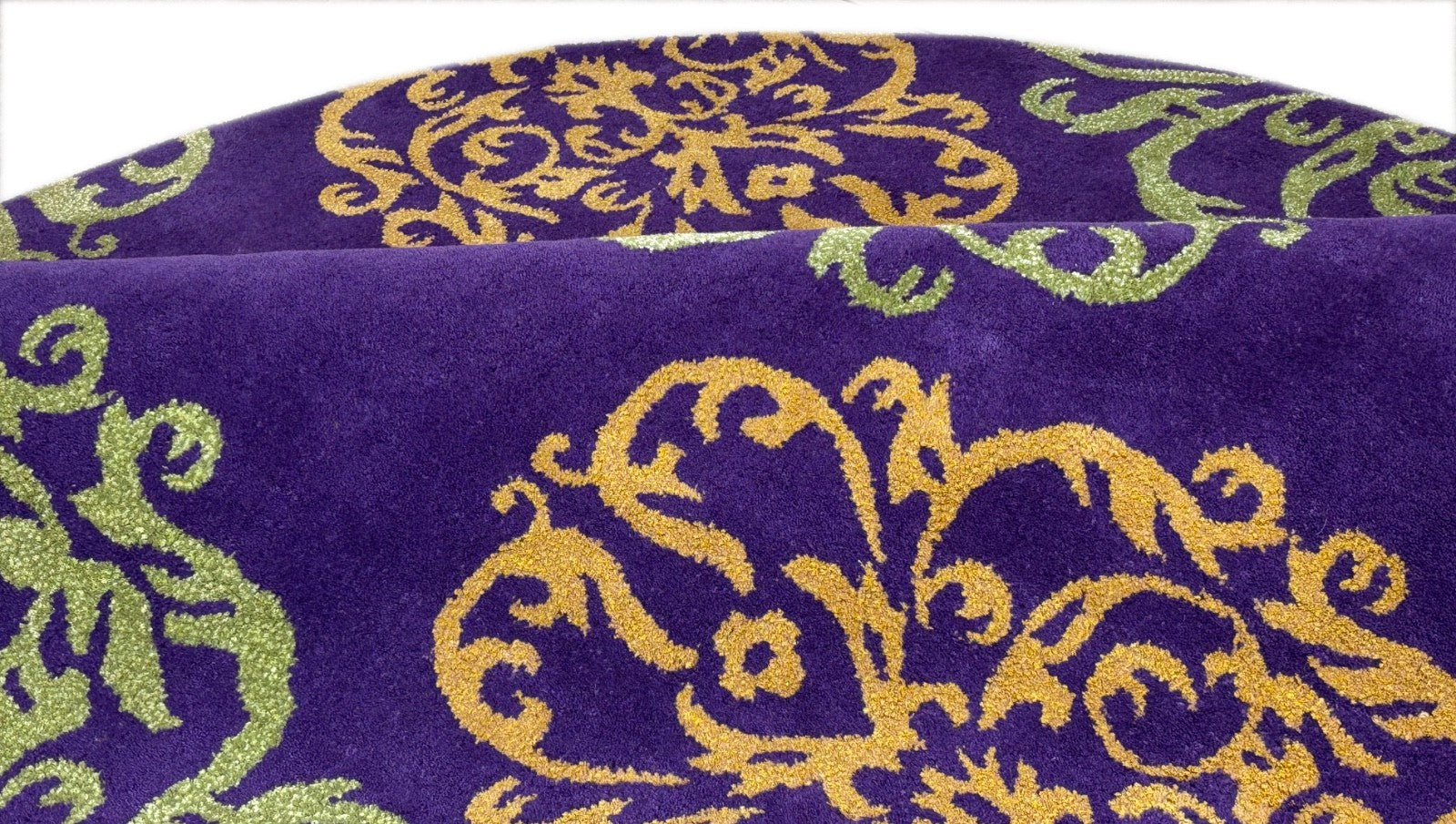 Μοντέρνο Στρογγυλό Χαλί 180 εκ. Μάλλινο Jary Μοντέρνο Μωβ Σαλόνι Χειροποίητο Φουντωτό