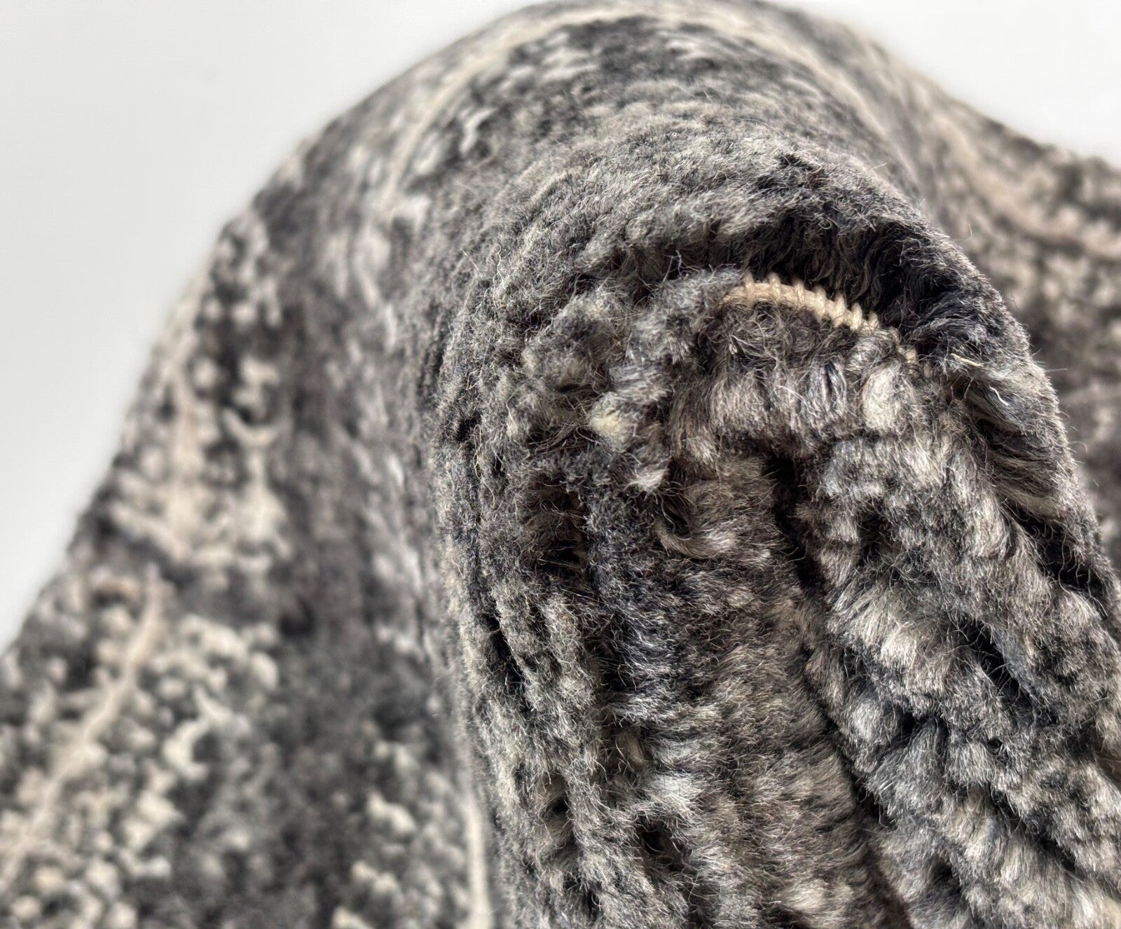 Handgeknüpfter Wollteppich 90x90 cm Dunkelgrau Modern Design Teppich R109