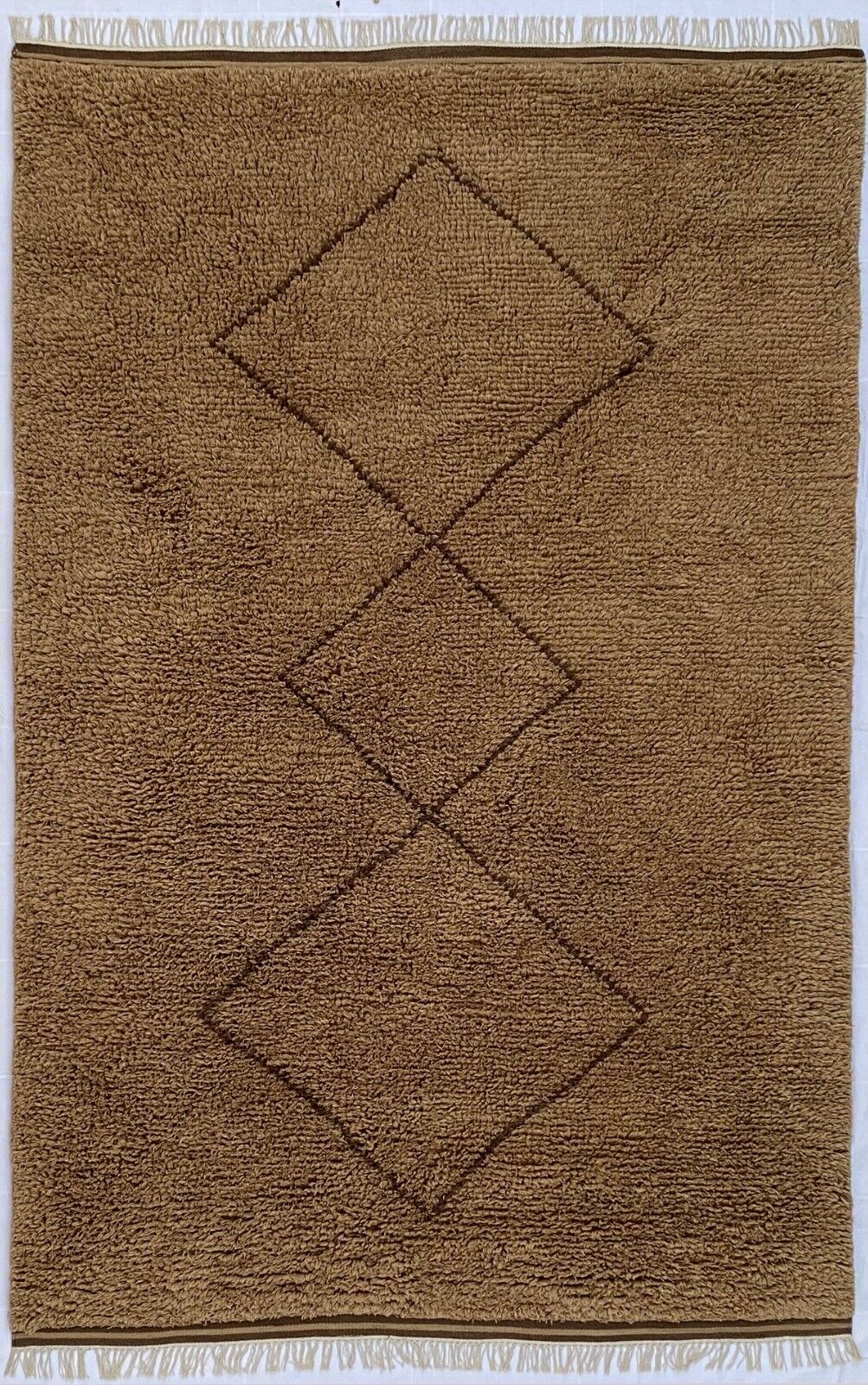 Berber Shaggy Teppich Morocco 100% Wolle Braun Handgefertigter BM2