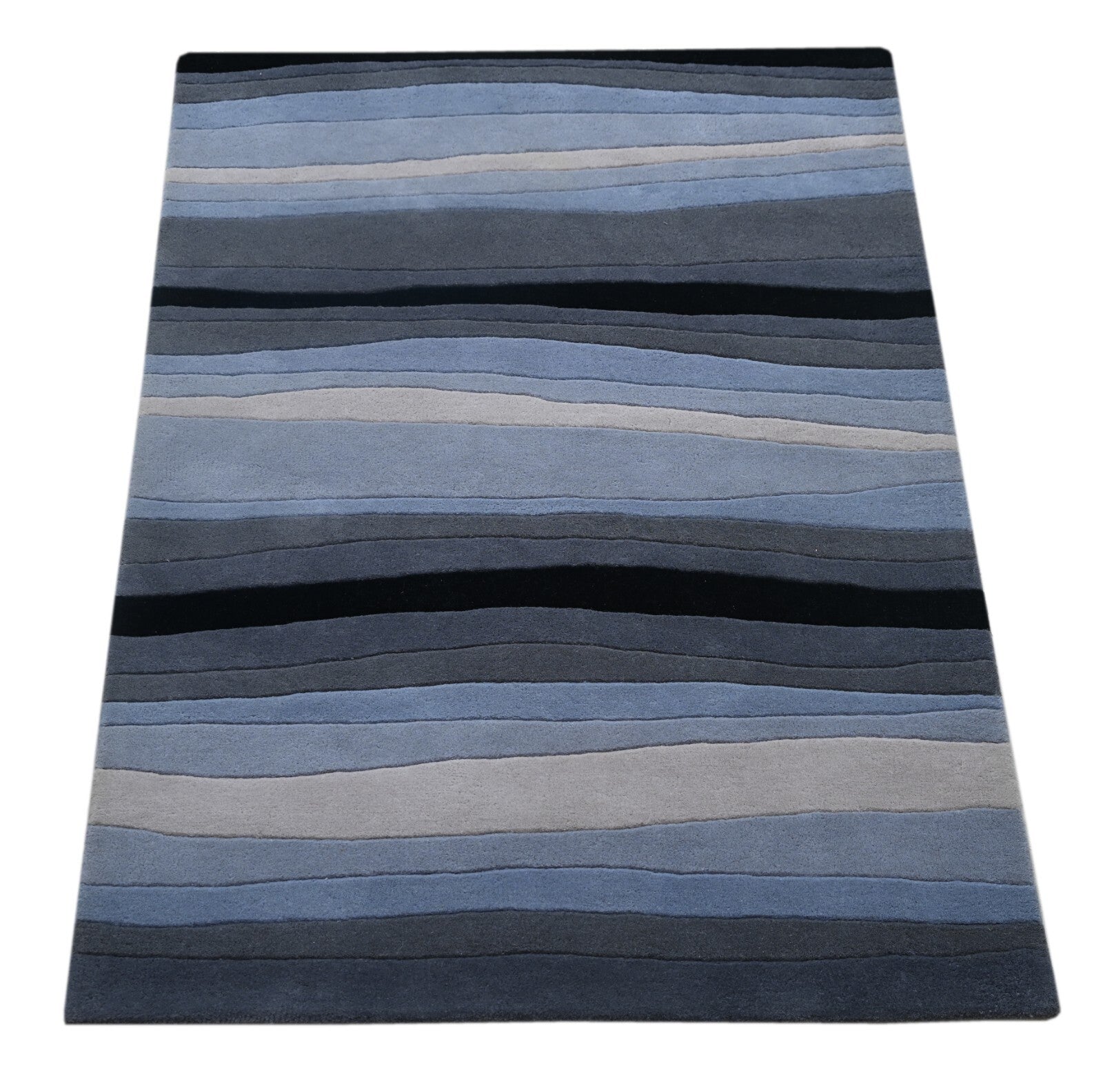 Handgetufteter Wolle teppich 120x180 blau-multi Modern Wohnzimmer SH205