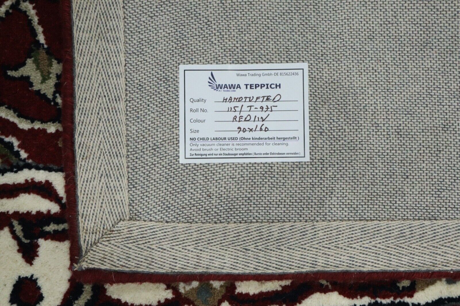 Rot Orient Teppich 100% Wolle 90X160 cm Handarbeit Handgetuftet T975