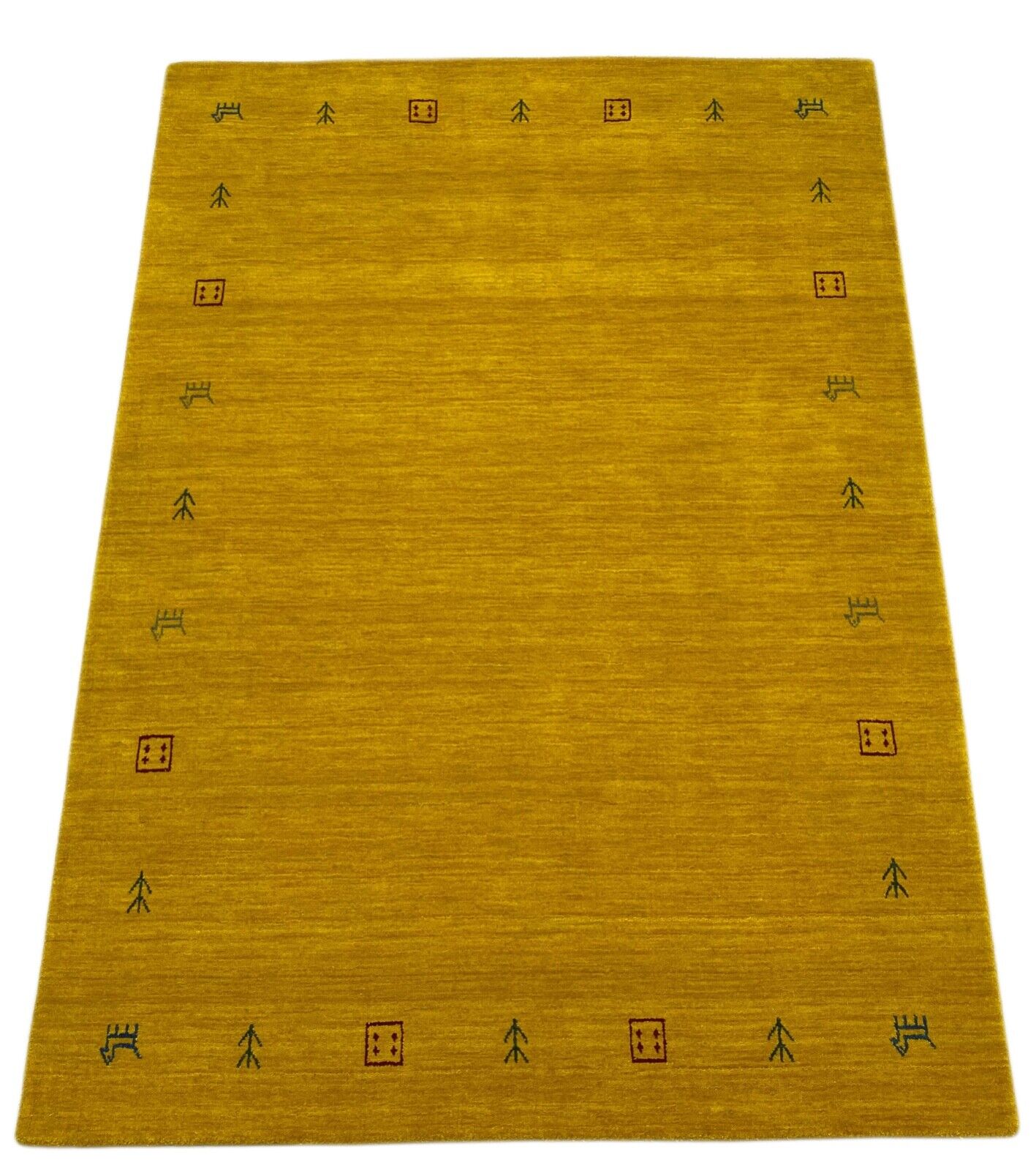Gabbeh Teppich Gold 100% Wolle Orientteppich Handgewebt Loom Brücke G-630