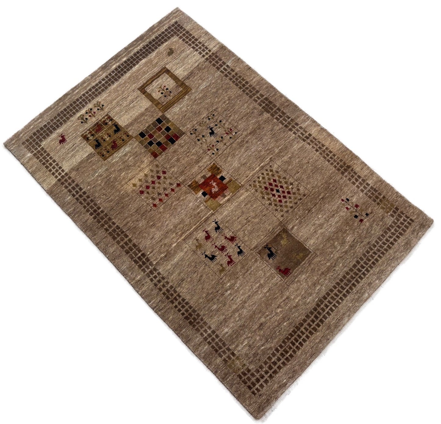 Orientteppich Handgeknüpft 100% Wolle Gabbeh Modern Muster 125x185 cm