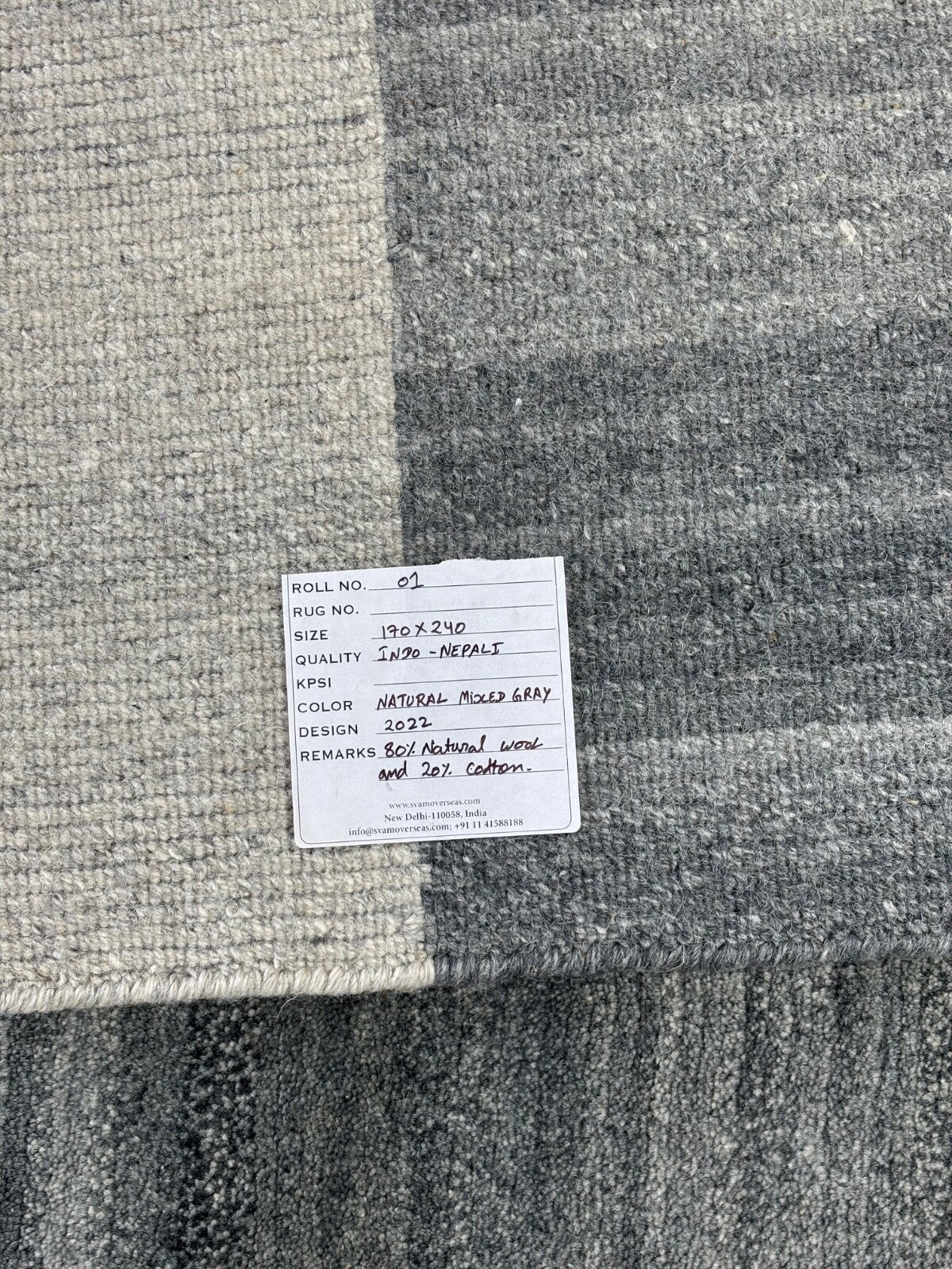 Indonéský ručně vázaný vlněný koberec 170x240 cm – přírodní barvy, šedá směs - IN2022