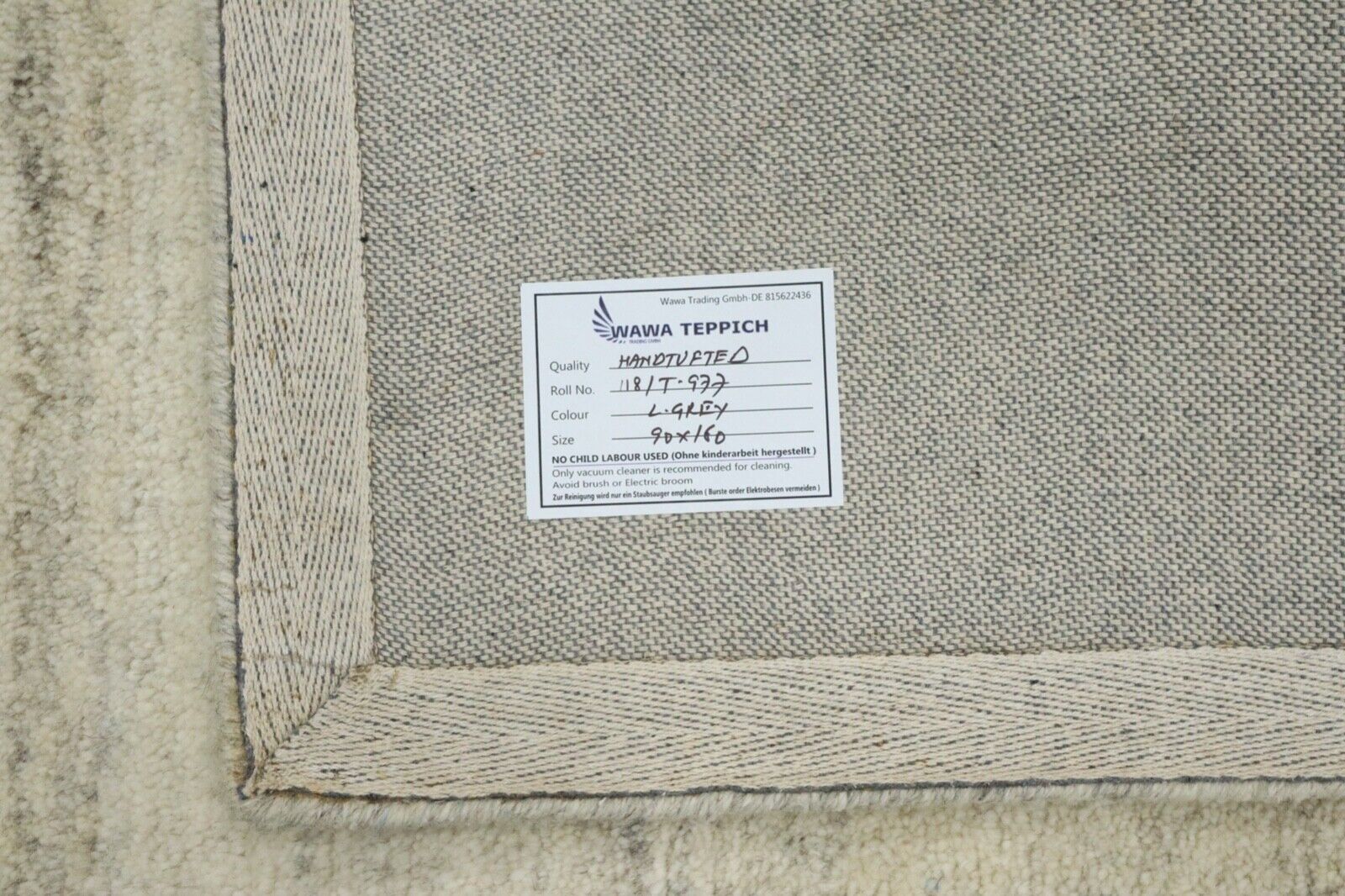 Beige Grau Orient Teppich 100% Wolle 90X160 cm Handarbeit Handgetuftet T977