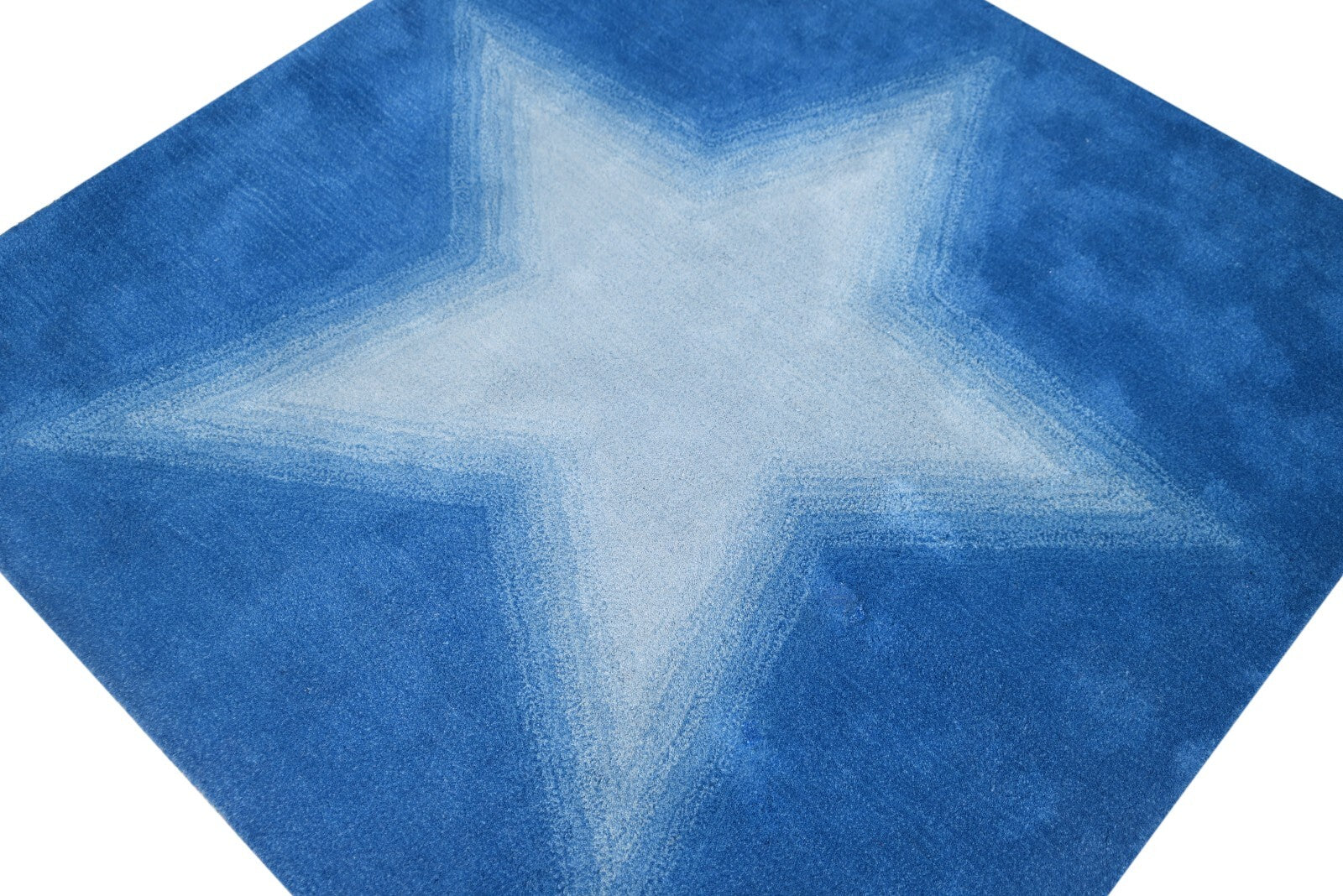 Handgetufteter Wolle teppich 120x120 Blau Modern Wohnzimmer SH257