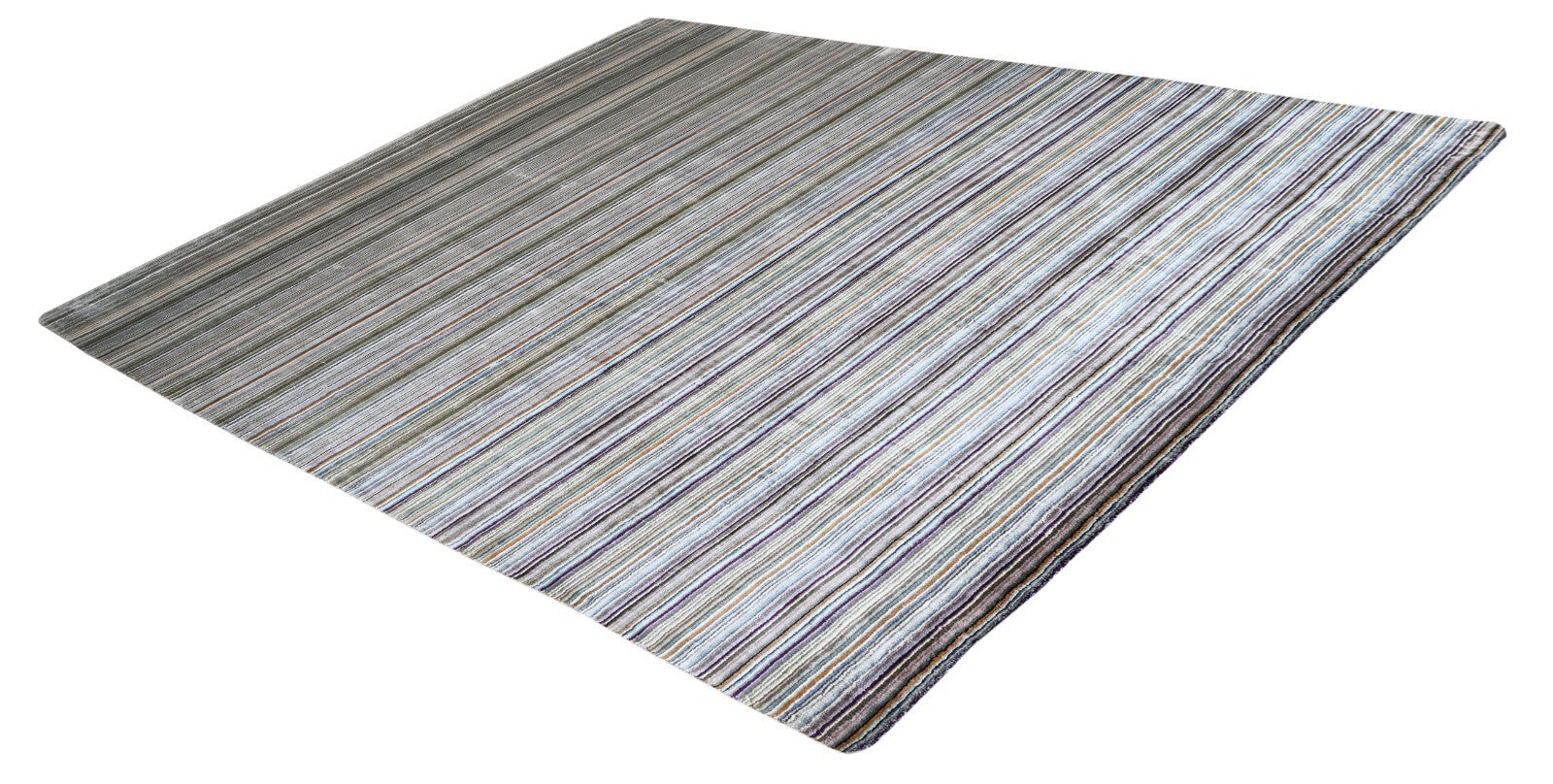 Handgewebter Teppich 250x300 Multi-Silber Viskose Glanzoptik Wohnzimmer SH266