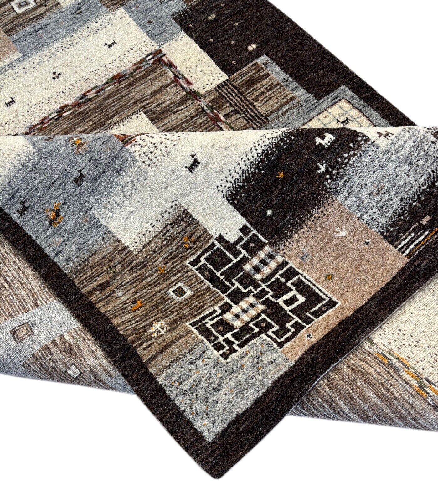 Tappeto persiano Gabbeh Loribaft 170x240 cm annodato a mano 100% lana naturale st919