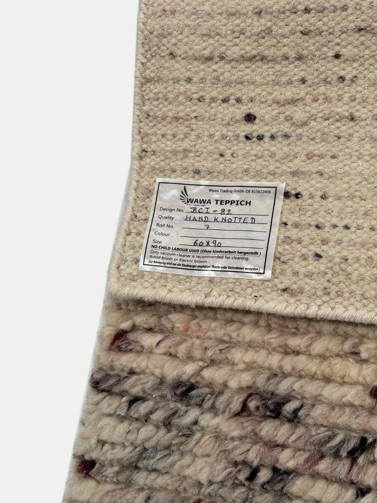 Ročno vozlana volnena preproga 60x90cm 100% volna Sodoben dizajn Večbarvna Bež R07