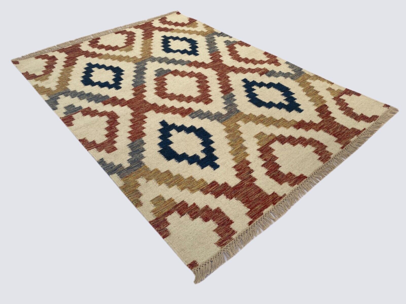 Kilim Dhurry Teppich 100% Wolle 120x170 cm Bunt Farbe Handgefertigte 502