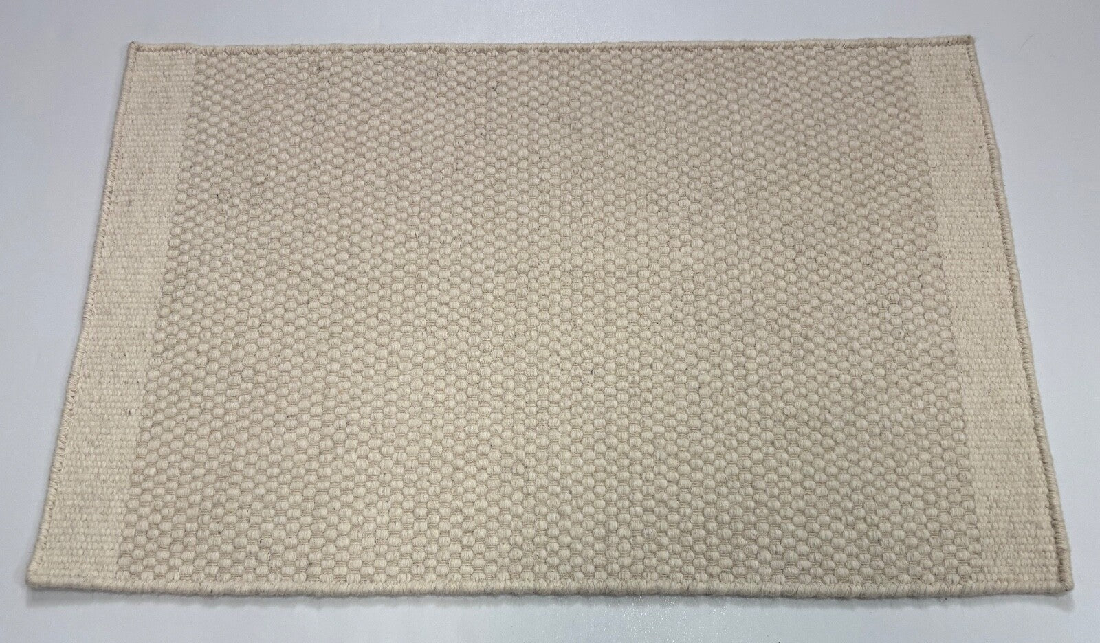 Kilim Dhurry Teppich 60x90cm Handgefertigt 100% Wolle Naturweiß D122