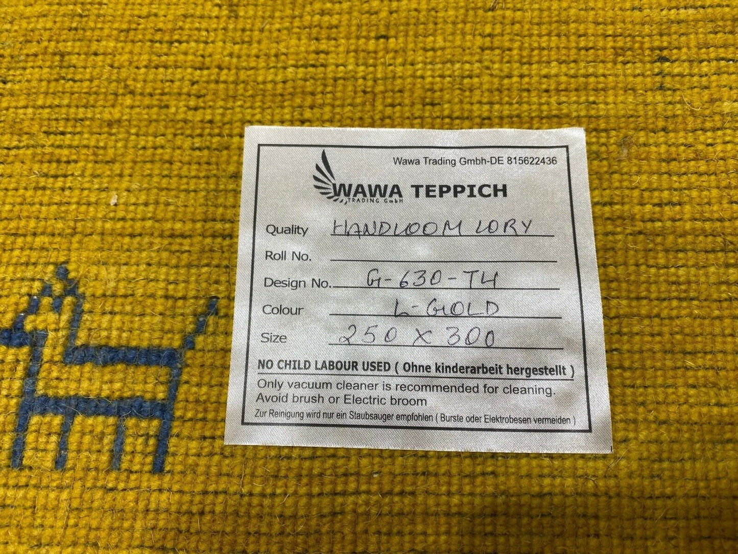 Gabbeh Teppich Gold 100% Wolle Orientteppich Handgewebt Loom Brücke G-630