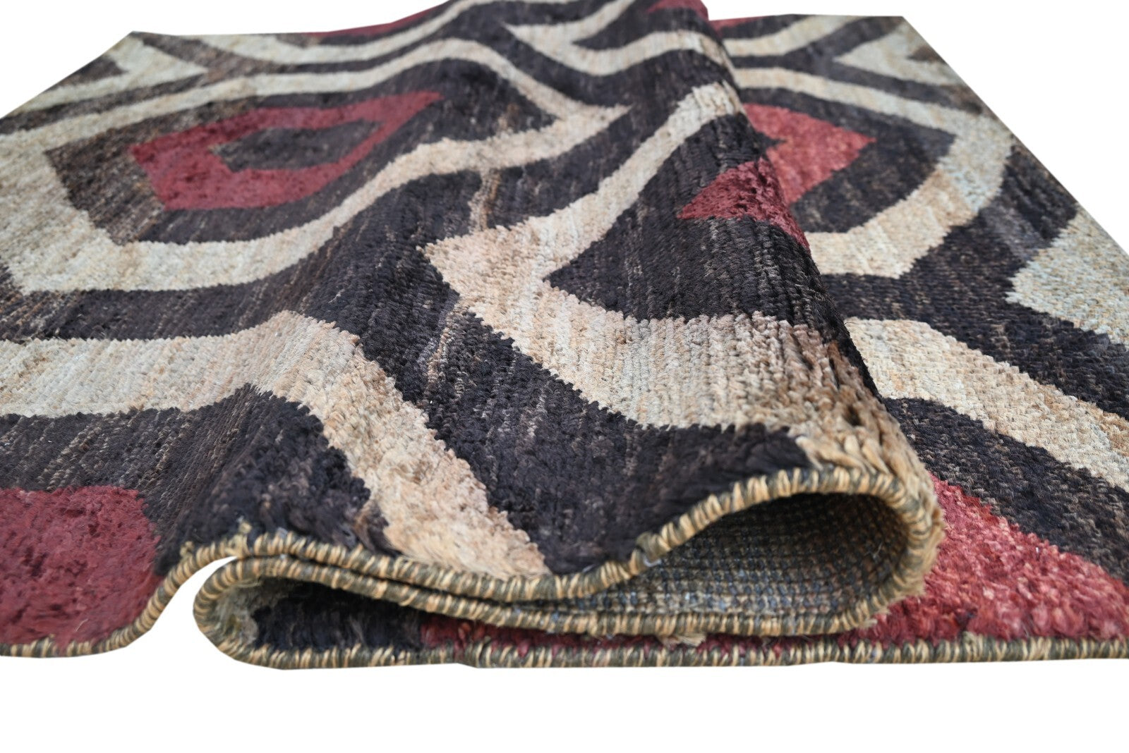 Modernes Handgeknüpfter Jute 120x180 Vintage multi Wohnzimmer Teppich SH183