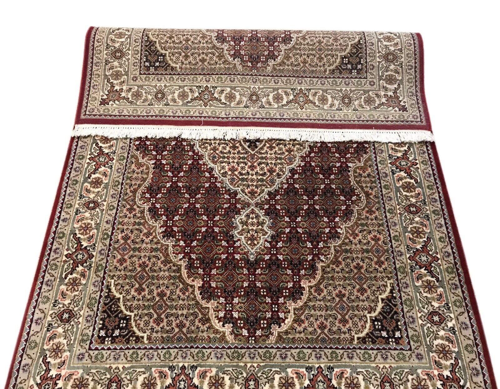Teppich Handgeknüpfter Orientteppich Täbriz Mahi Bidjar Rot 120x185 cm M8 M11