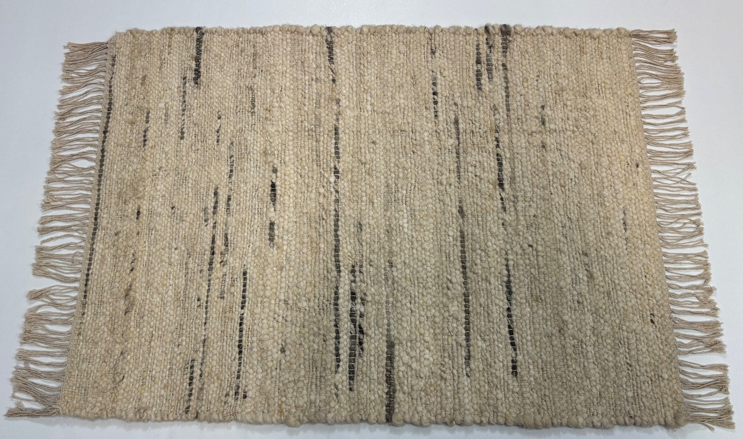 Teppich 60x90 cm BaumWolle Jute Naturfarben Handgewebt Flatweave Deko D527
