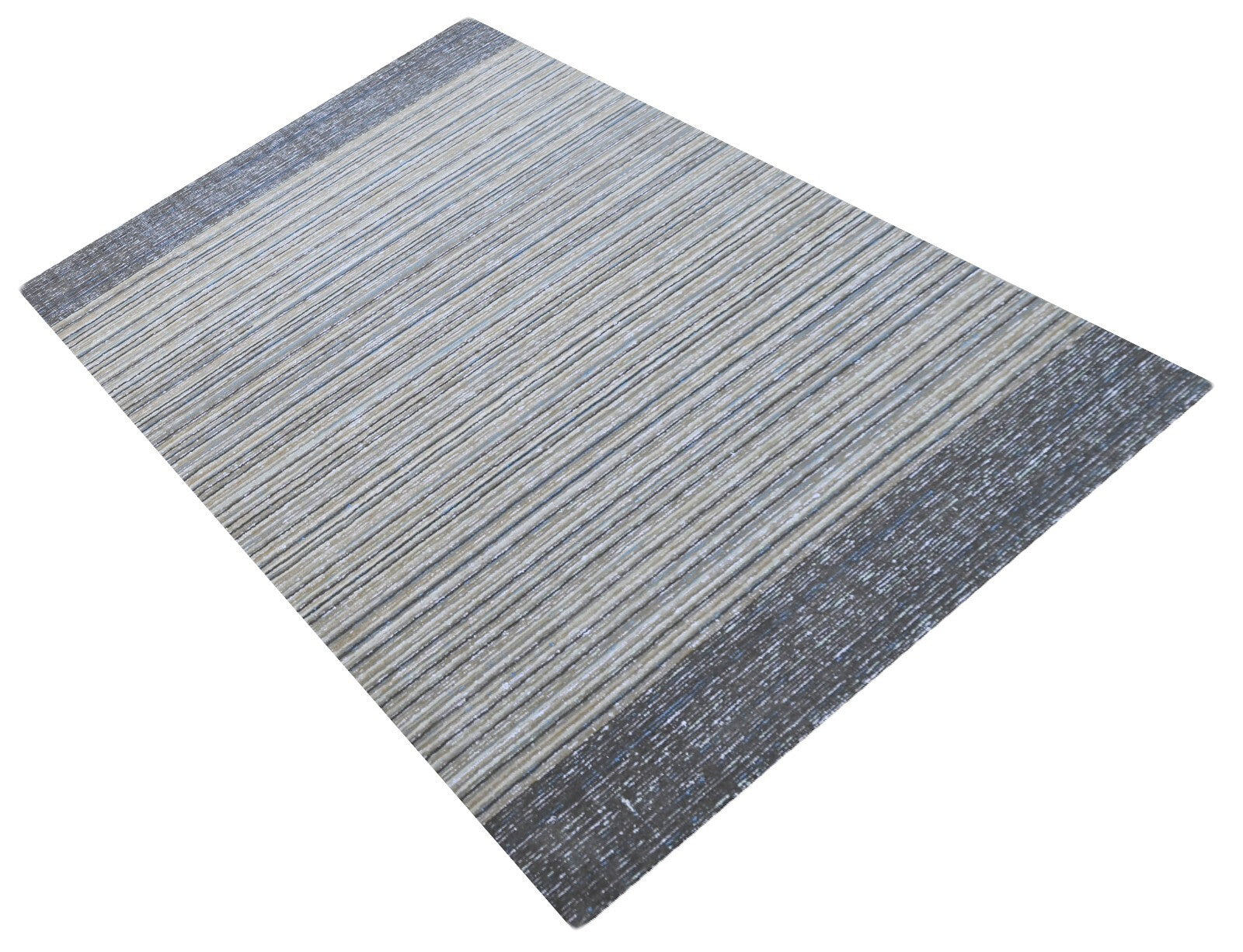 Handgewebter Teppich 240x300 Silber Glanzoptik Wolle Wohnzimmer SH213