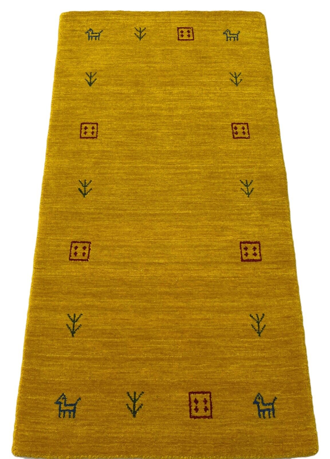 Gabbeh Teppich Gold 100% Wolle Orientteppich Handgewebt Loom Brücke G-630