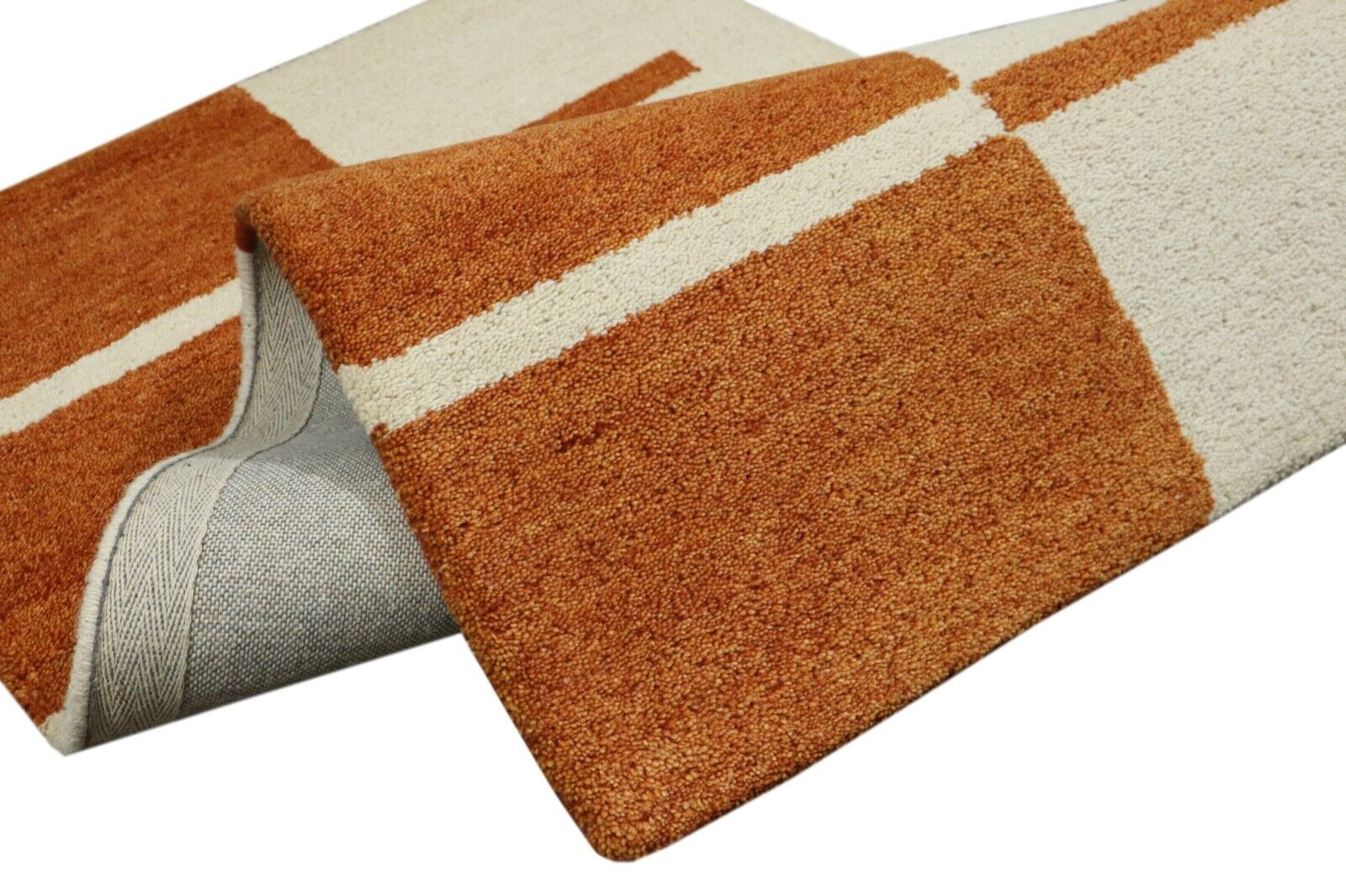 Terrakotta Teppich 100% Wolle 70X140 cm Handarbeit Beige Handgetuftet T1025