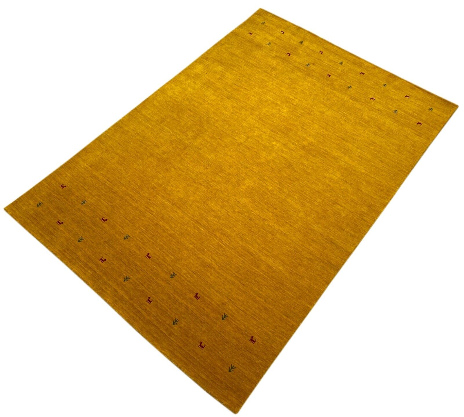 Gold Gabbeh Teppich 100% Wolle Orientteppich Handgewebt Loom Brücke G625T3