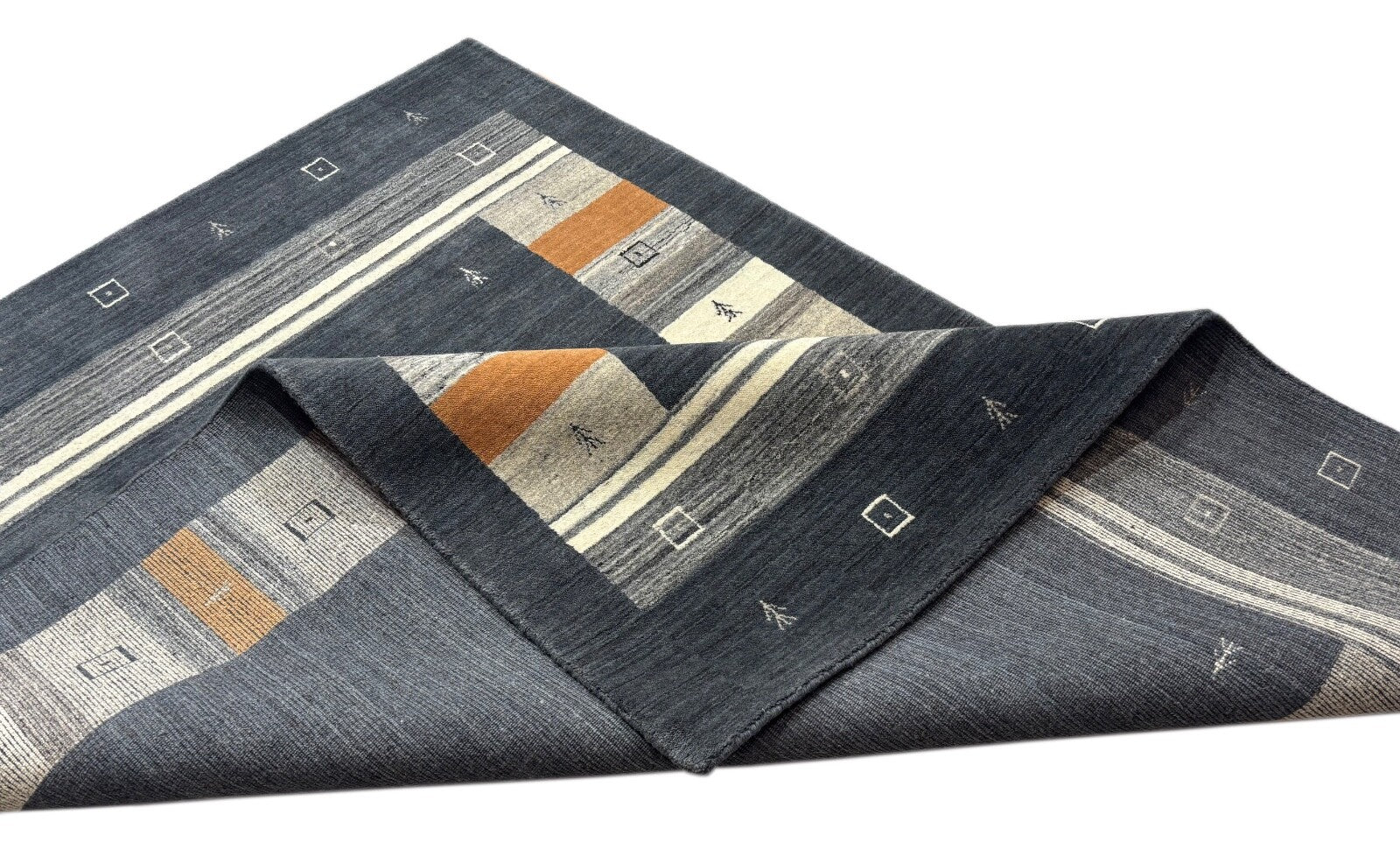 Tappeto in lana 170x240cm Moderno tessuto a mano Grigio Beige 100% lana Gabbeh st40