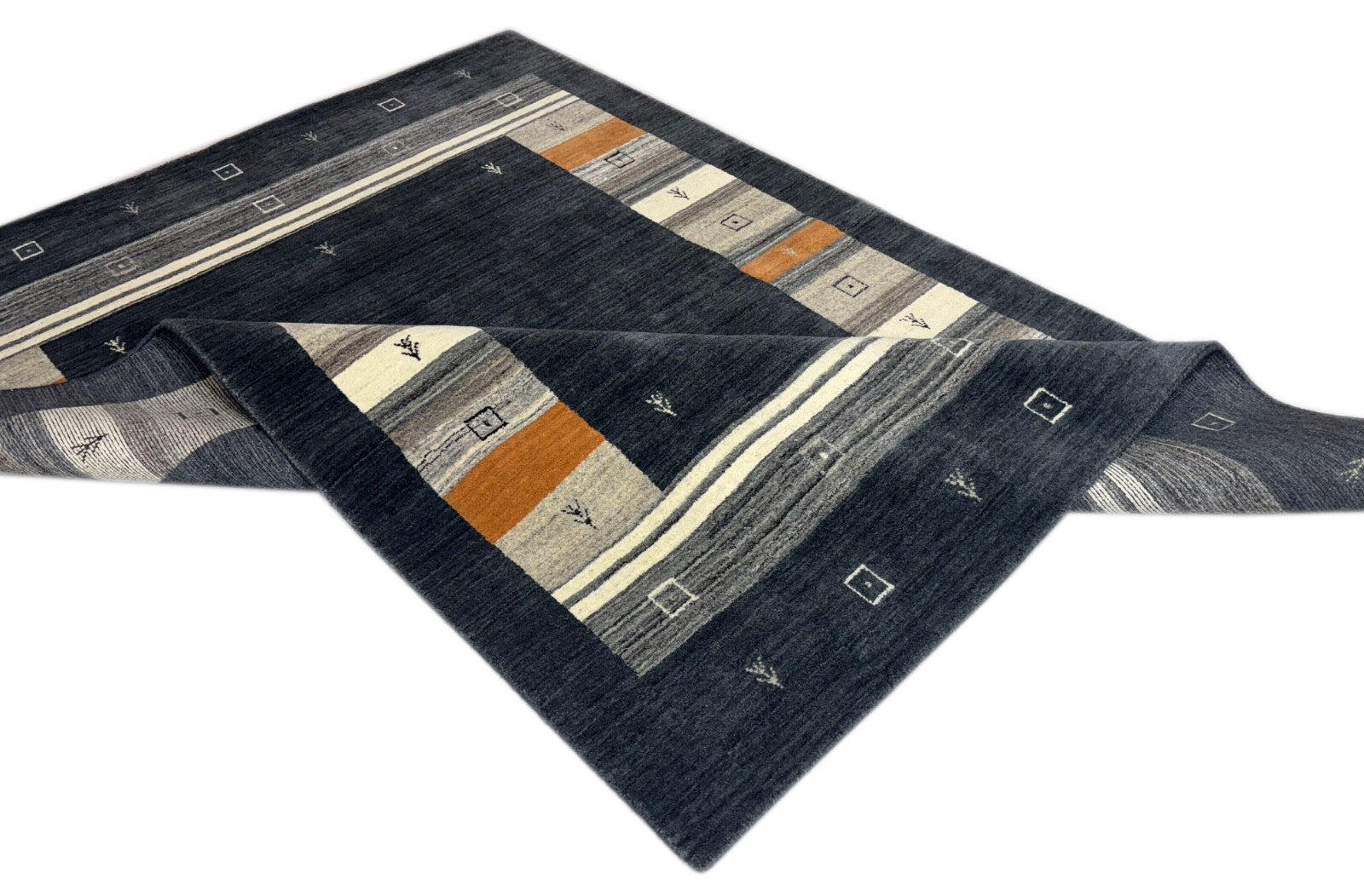 Tappeto in lana 170x240cm Moderno tessuto a mano Grigio Beige 100% lana Gabbeh st40