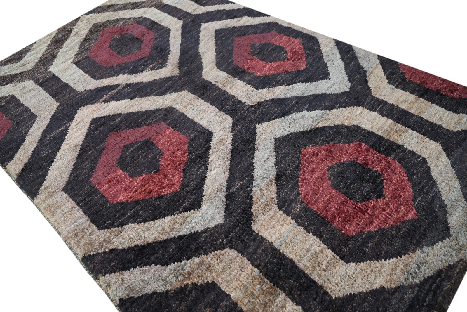 Modernes Handgeknüpfter Jute 120x180 Vintage multi Wohnzimmer Teppich SH183