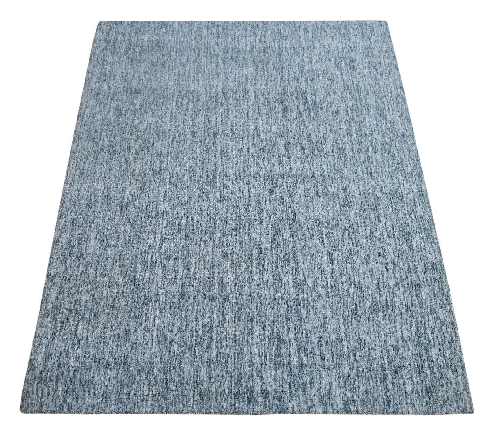 Handgewebter Teppich 120x180 Silber Glanzoptik Wolle Wohnzimmer SH180