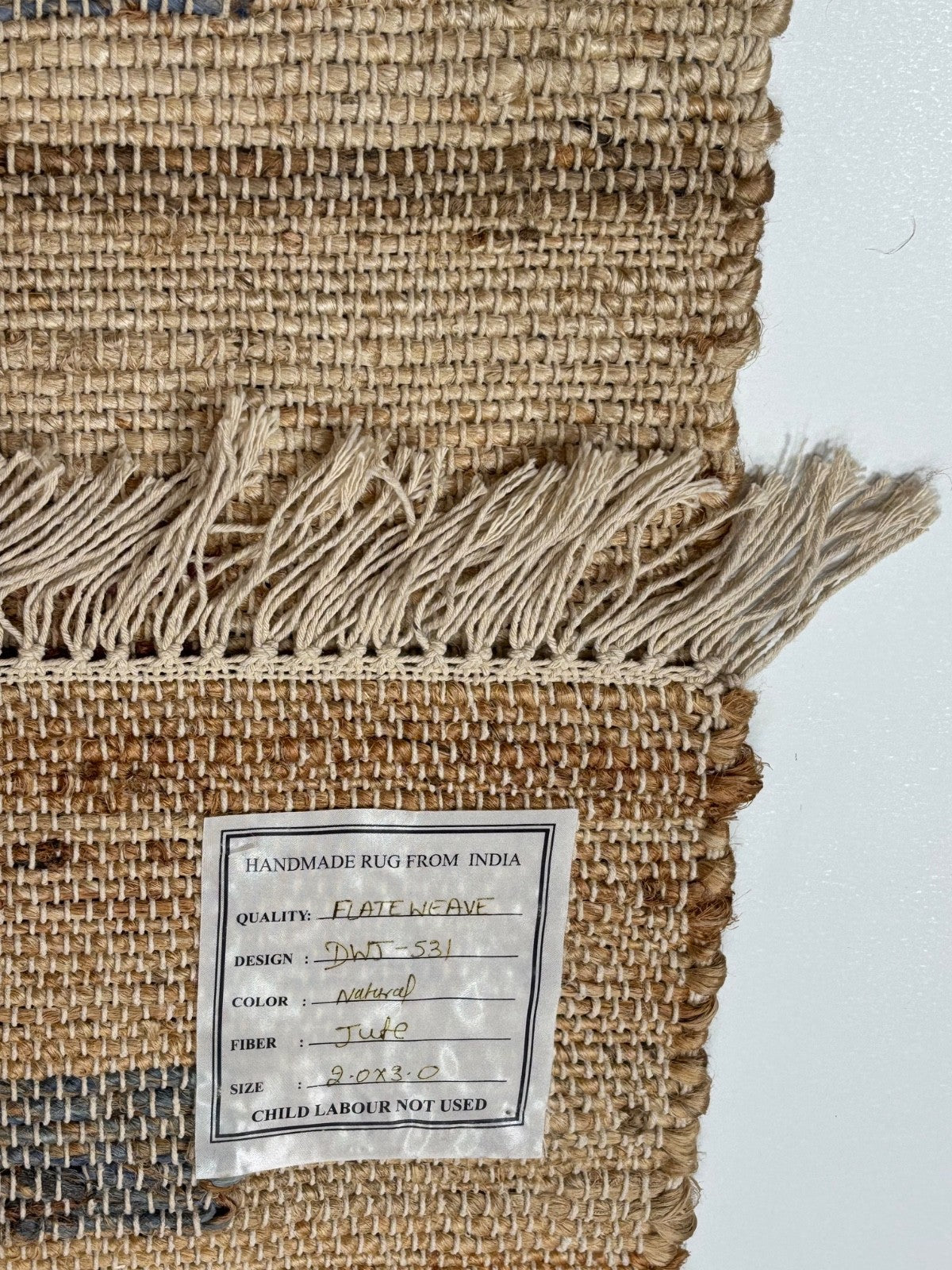 Jute Teppich 60x90 cm – Natur & Ethno Stil mit handgewebtem Muster D531