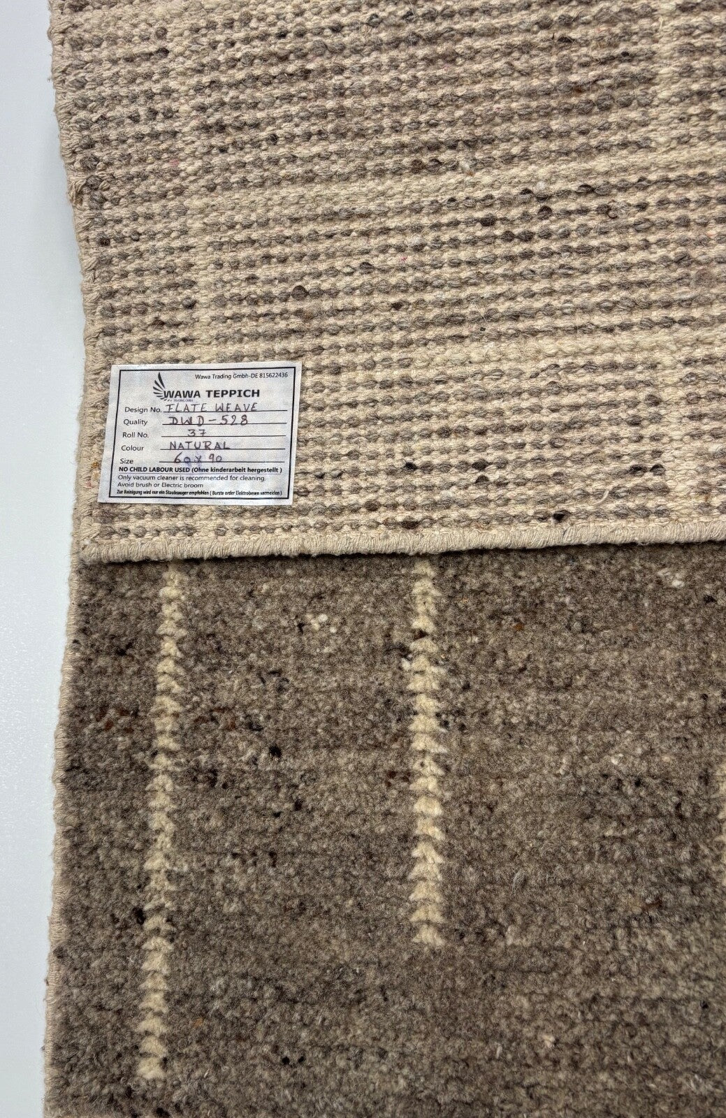 Teppich 60x90cm Handgeknüpft 100% Wolle Naturbraun Beige Handgefertigt D528