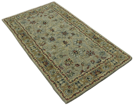 Orient Teppich 100% Wolle 90X160 cm Handarbeit Handgetuftet T978