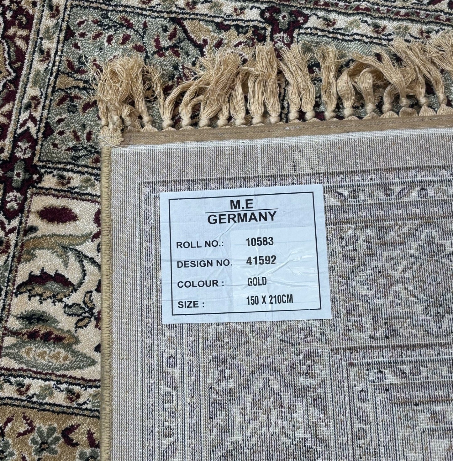 Orientteppich Kaschmir Design Teppich Beige Bordeaux Gold 150x210 cm M92G