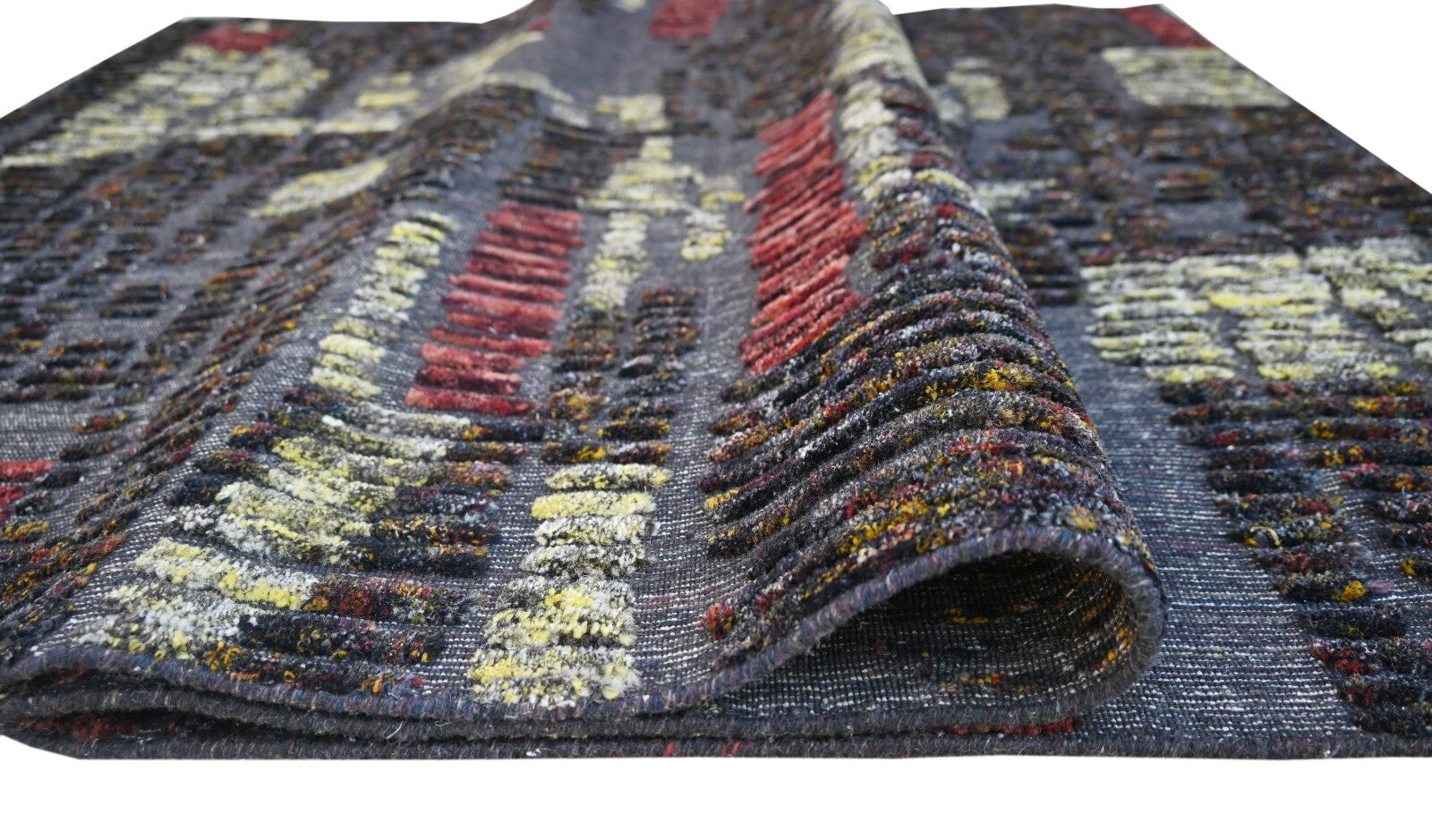 Tappeto tessuto a mano 150x240 carbone lucido lana soggiorno SH261