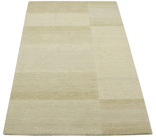 Beige Teppich 100% Wolle 120X180 cm Handarbeit Handgetuftet T963