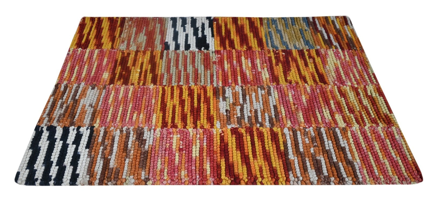 Bunter Wollteppich 150x240 cm Handgefertigt Modern Natur Teppich sh167