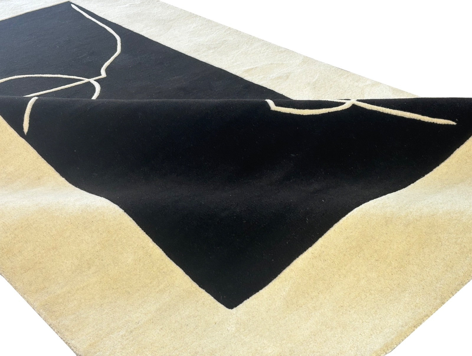 FACE Design Teppich 200x300 cm Handgetuftet 100% Wolle Schwarz Beige R23