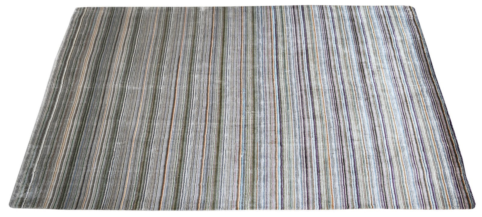 Handgewebter Teppich 250x300 Multi-Silber Viskose Glanzoptik Wohnzimmer SH266