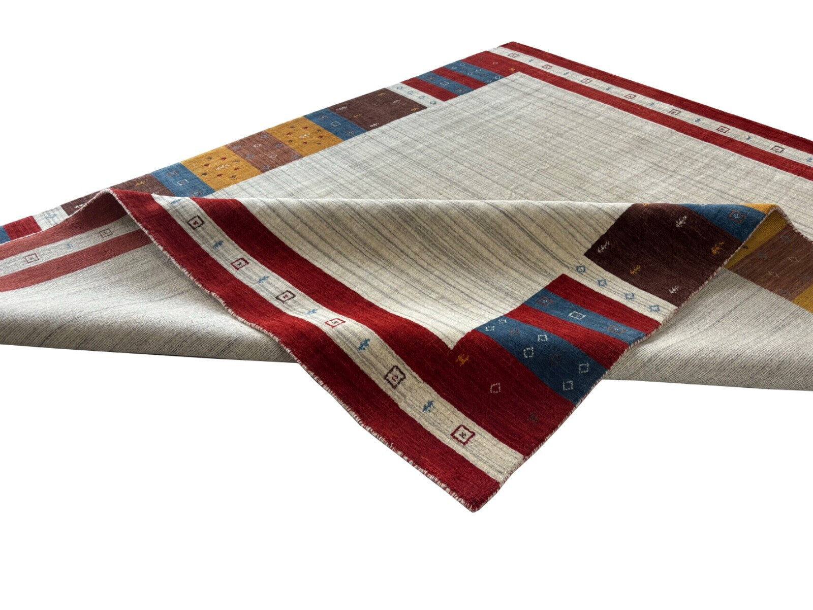 Beige Teppich 100% Wolle einfarbig gefärbt 250X300 cm Gabbeh Handgewebt 107