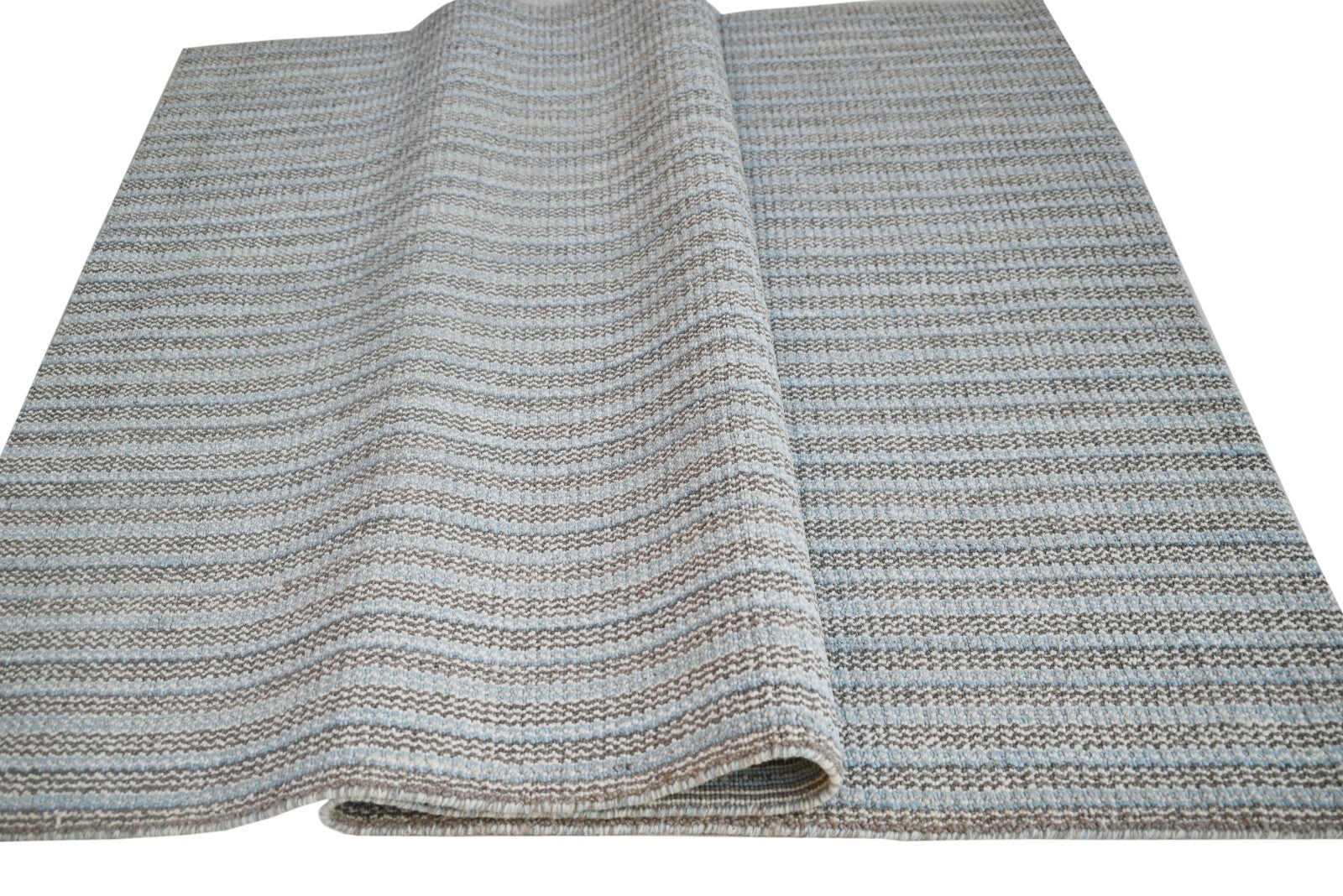 Handgewebter Teppich 160x230 Silber / BeigeGlanzoptik Wolle Wohnzimmer SH125