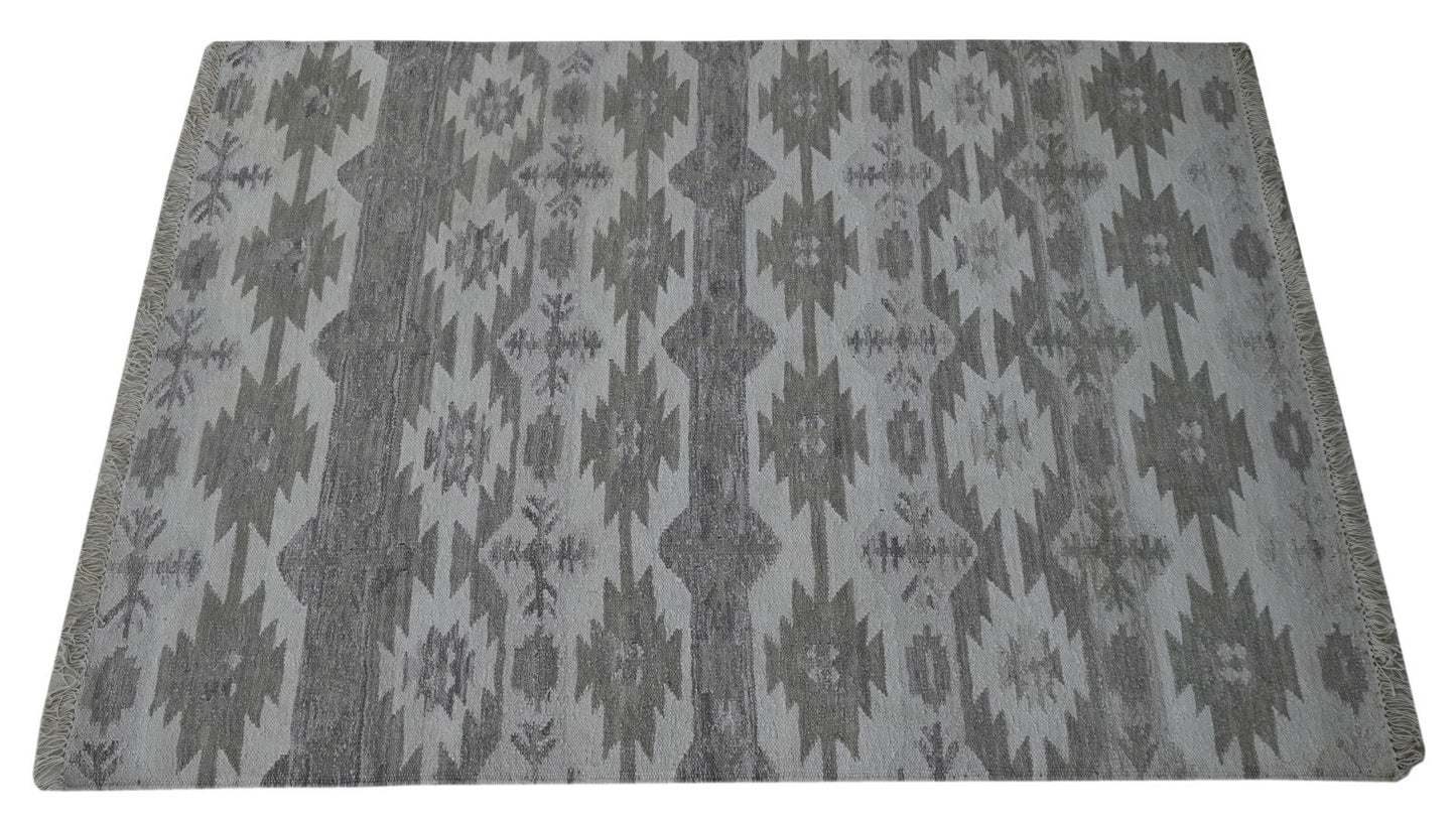 Bunter Wollteppich 120x180 cm Handgefertigt Modern Teppich sh198