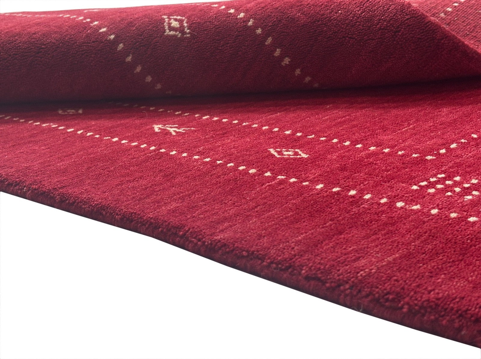 Rot Teppich 100% Wolle Handgefertigt 90X160 cm Handgewebt Gabbeh Orient AC06