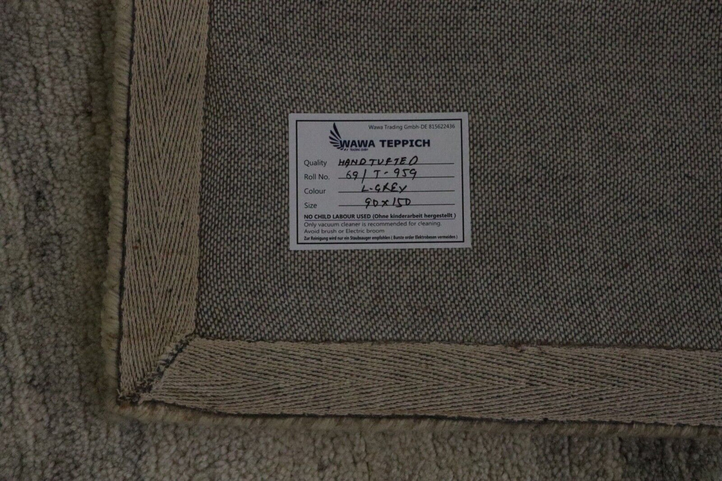 Beige Grau Orient Teppich 100% Wolle 90X150 cm Handarbeit Handgetuftet T959