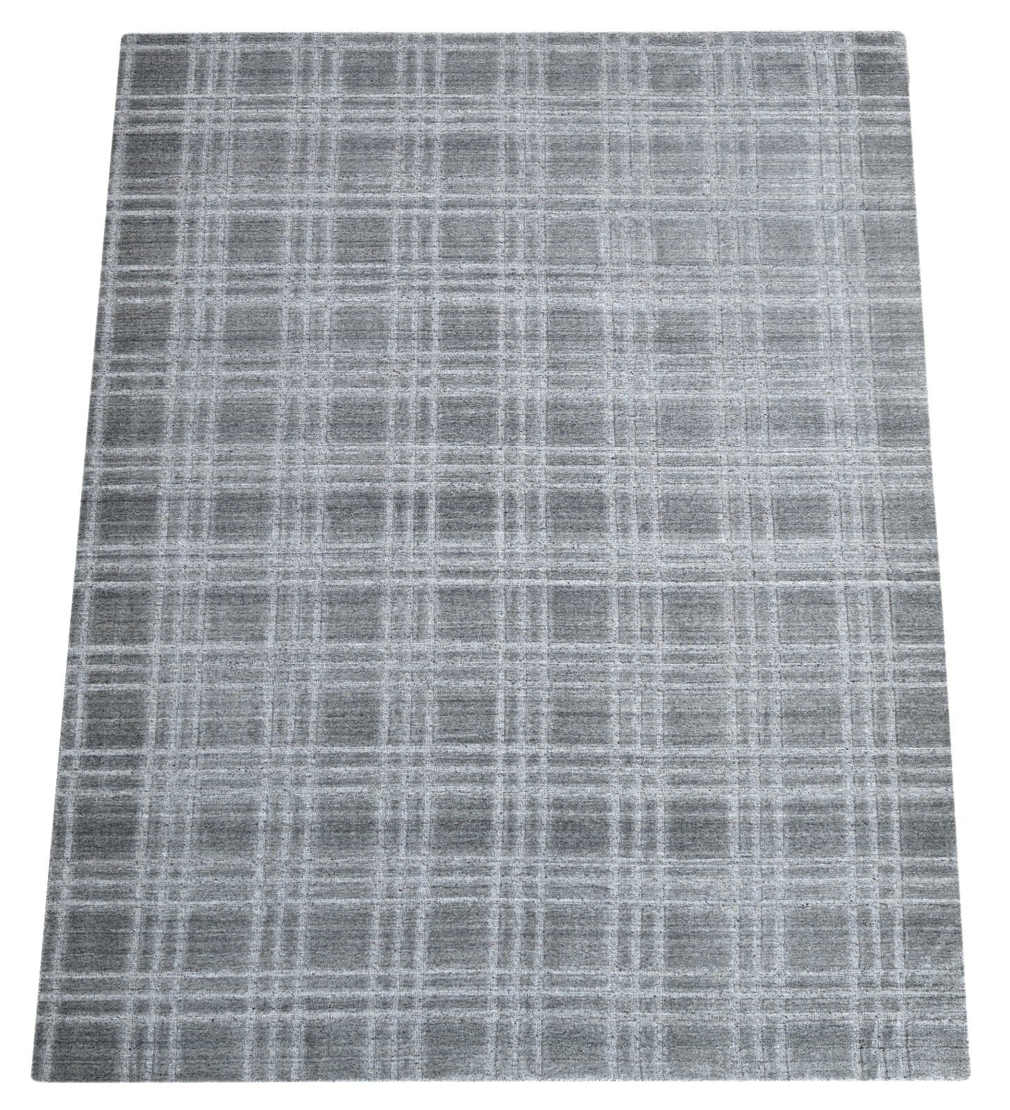 Handgewebter Teppich 170x240 Grau Glanzoptik Woll-Viskosem Wohnzimmer SH105