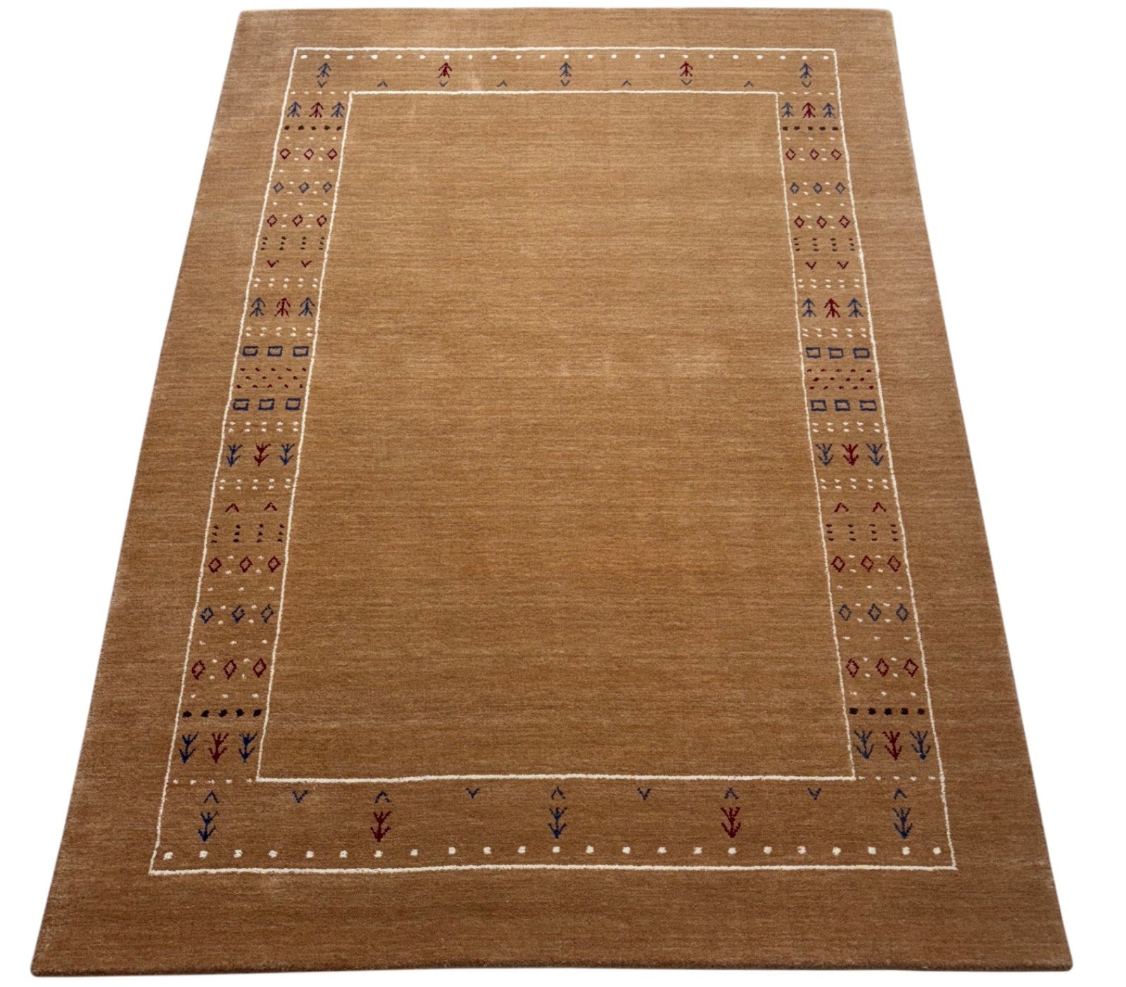 Gabbeh Teppich 140x200 cm Handgewebt 100% Wolle Peach Caramel Orient Modern ac1